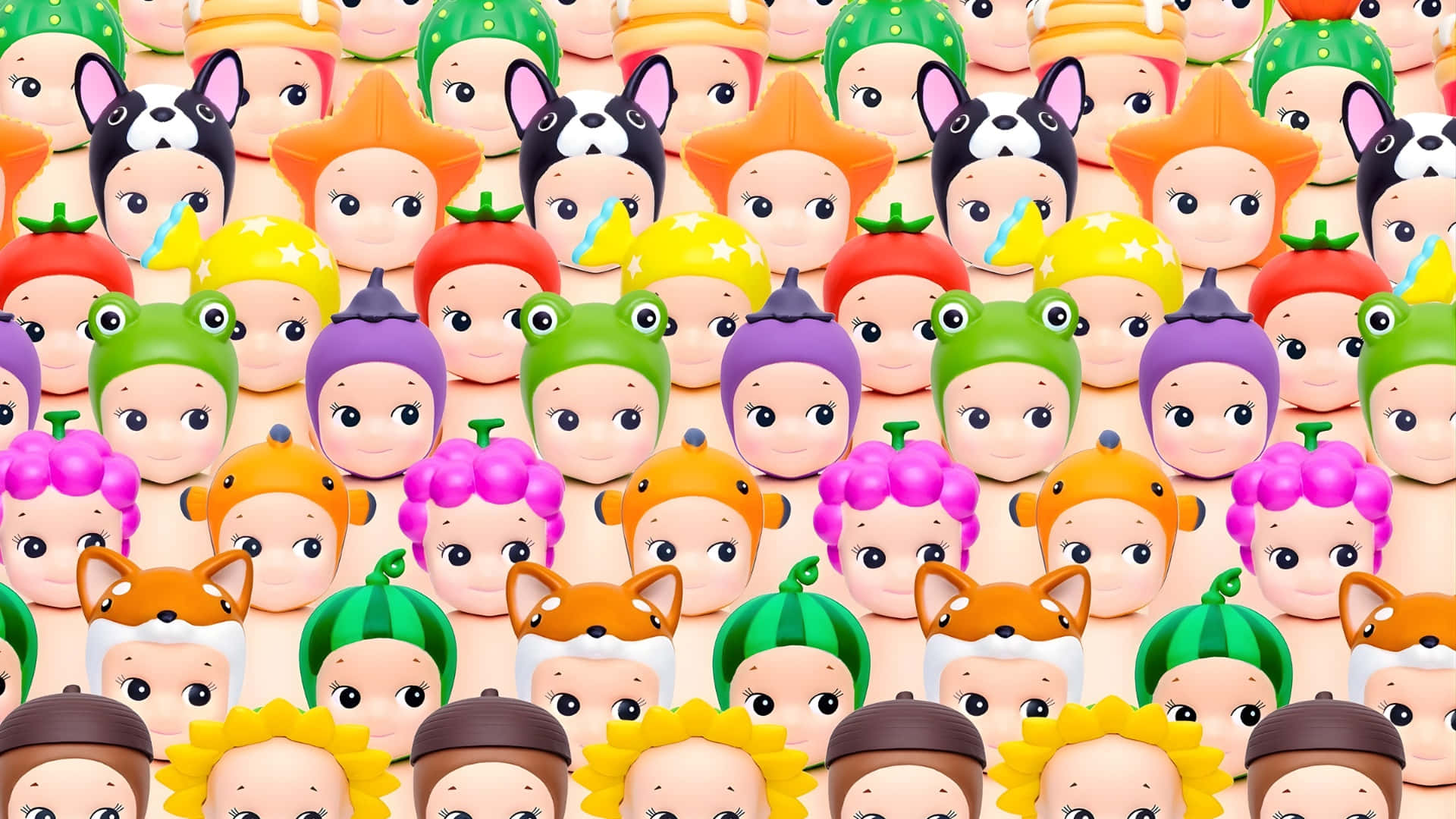 Sonny Angel, collectible figures, cartoon faces, Full HD Desktop Wallpaper