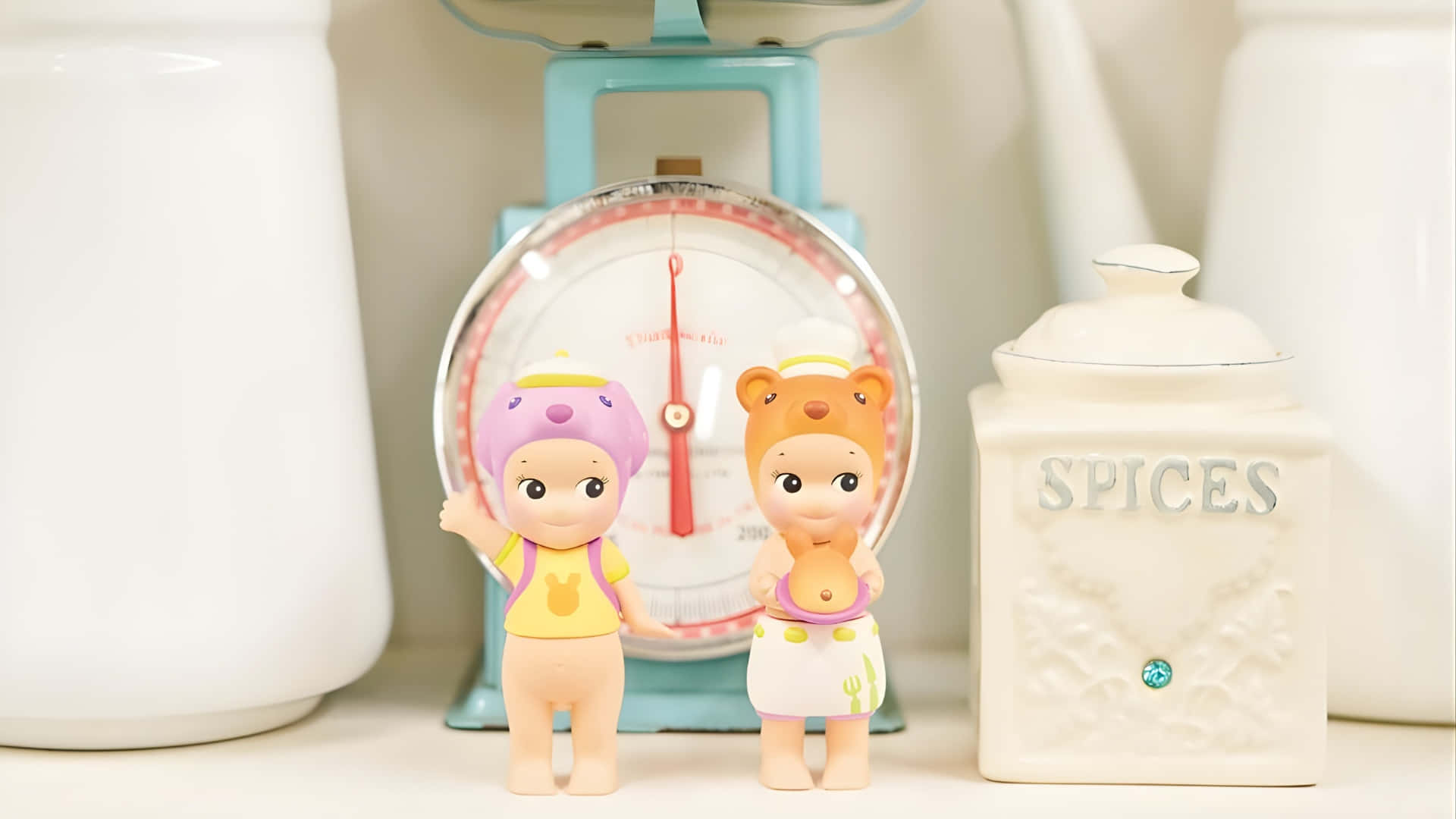 Sonny Angel, collectible figures, vintage kitchen scale, Full HD Desktop Wallpaper