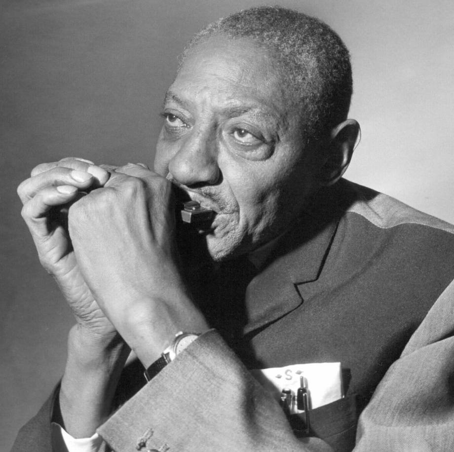 Sonny Boy Williamson II, harmonica, black and white portrait, SD Desktop Wallpaper
