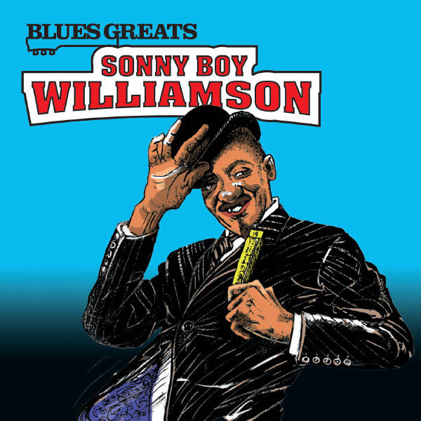 Sonny Boy Williamson II, harmonica, blue gradient background, SD Desktop Wallpaper
