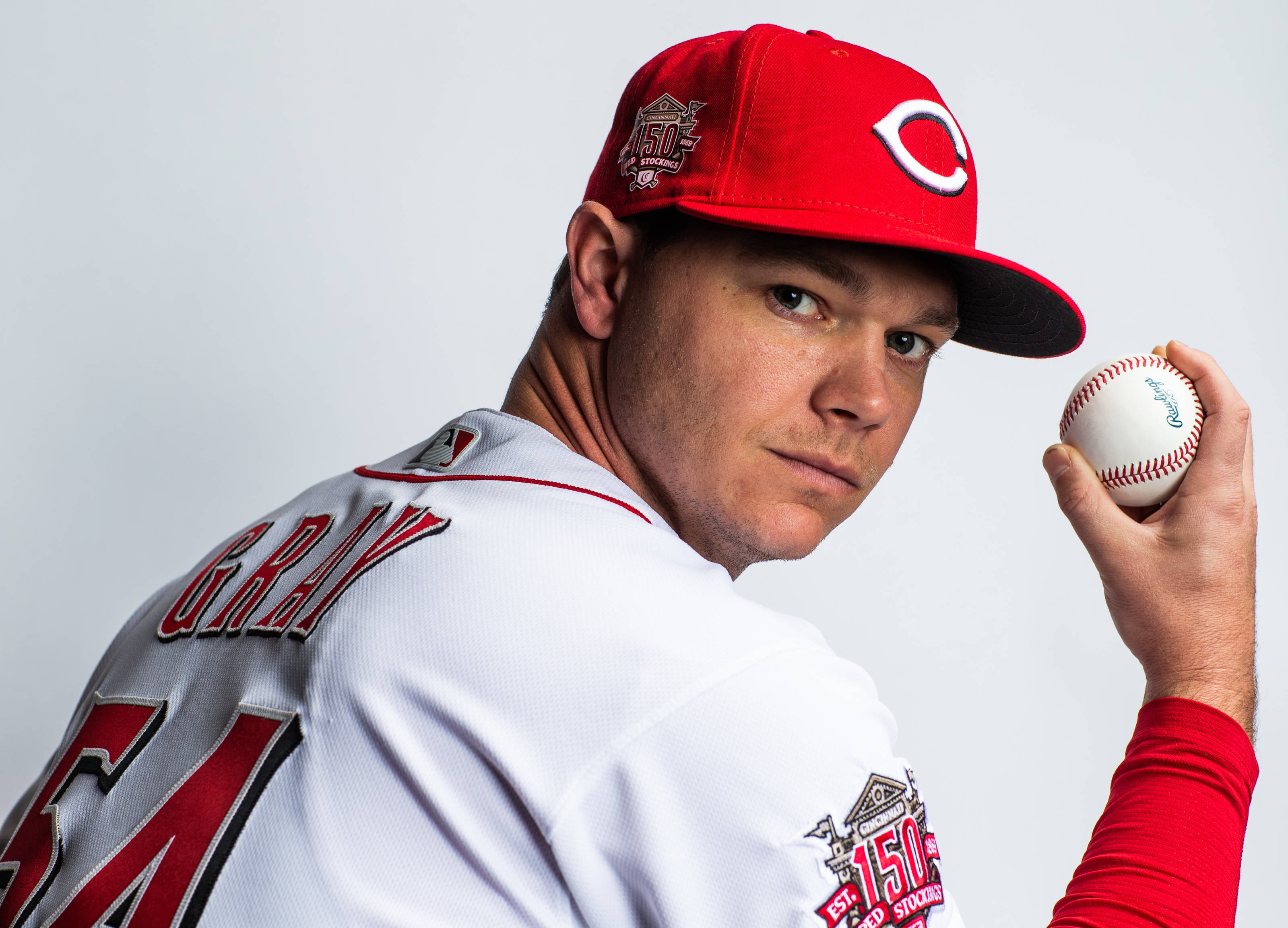 Sonny Gray, red cap, white jersey, 2K Desktop Wallpaper