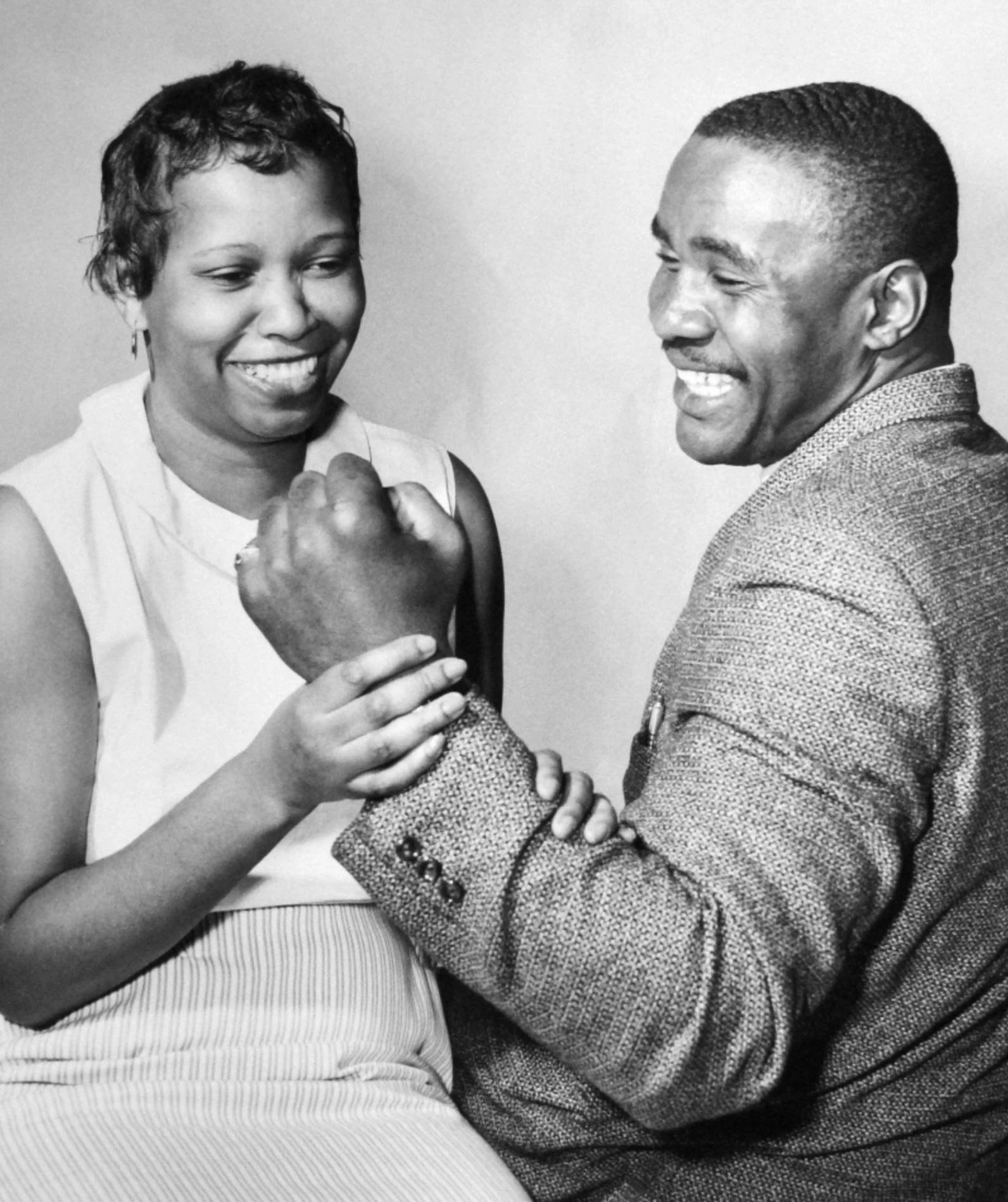 Sonny Liston, his wife, black and white portrait, HD Phone Wallpaper