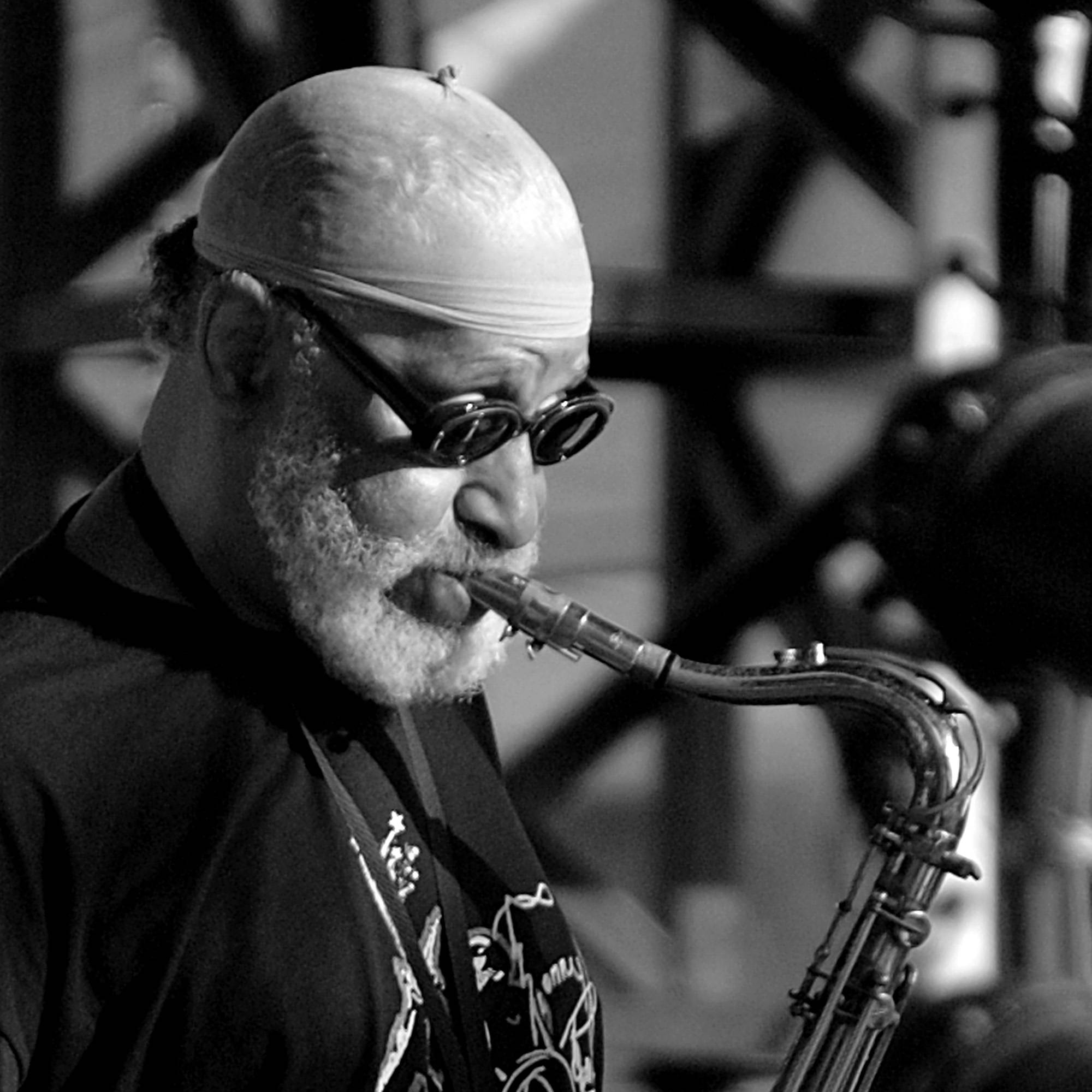 Sonny Rollins, saxophone, black and white, Full HD Desktop Wallpaper