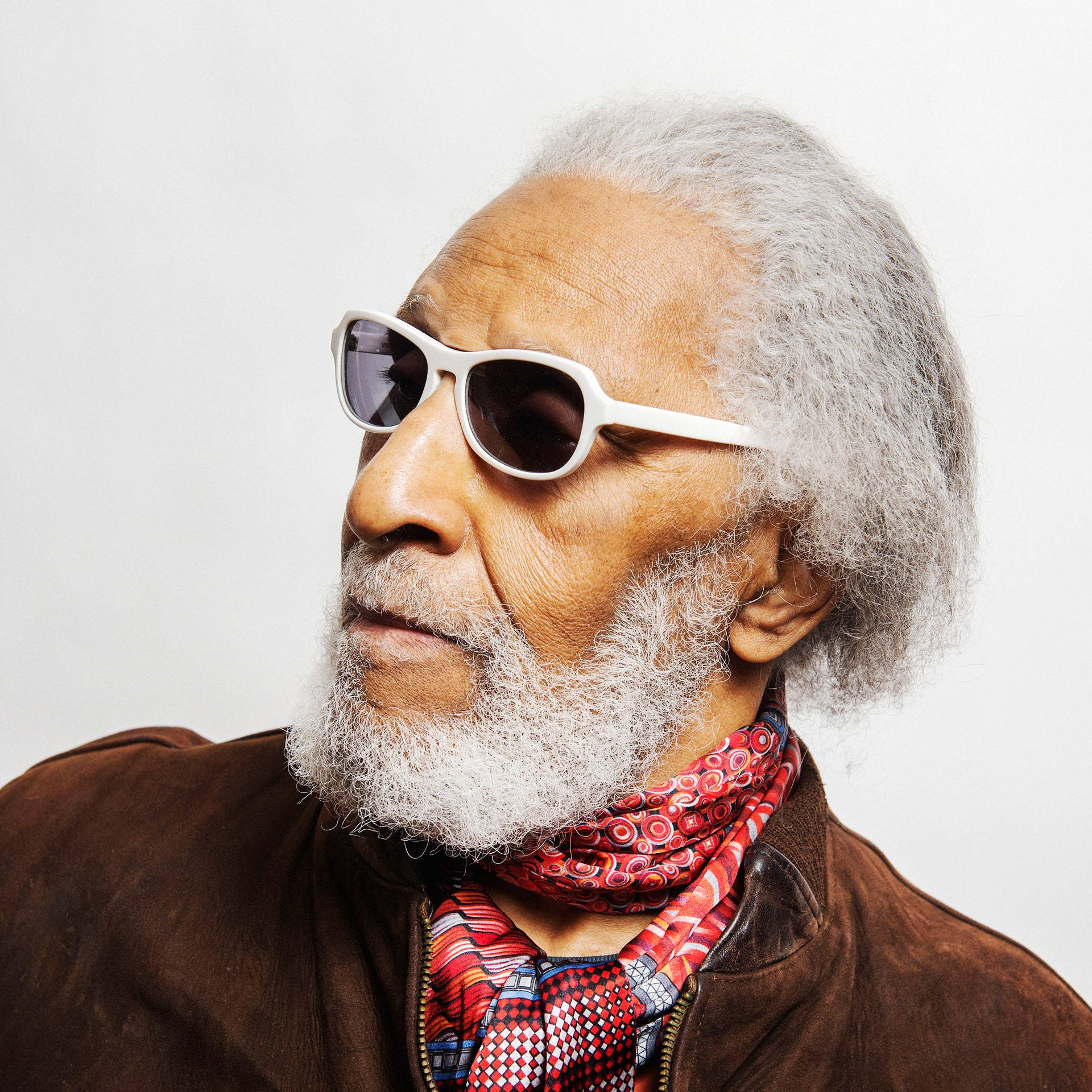 Sonny Rollins, white sunglasses, colorful patterned scarf, Full HD Desktop Wallpaper