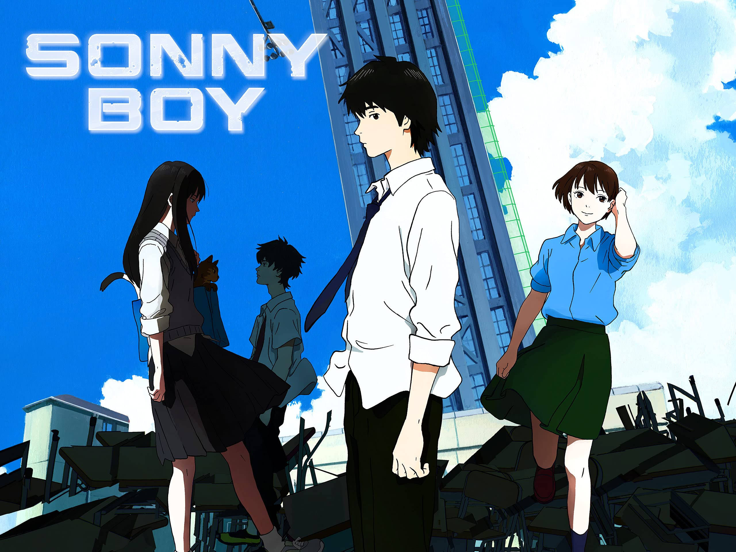 Sonny Boy, anime, broken school desks, 2K Desktop Wallpaper