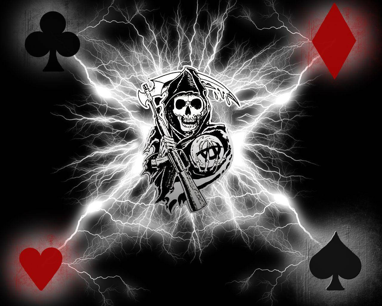 Sons Of Anarchy, grim reaper figure, electric lightning, HD Desktop Wallpaper