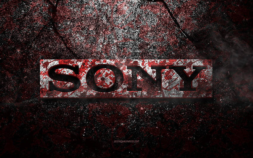 Sony Logo, bold black letters, red paint, SD Desktop Wallpaper