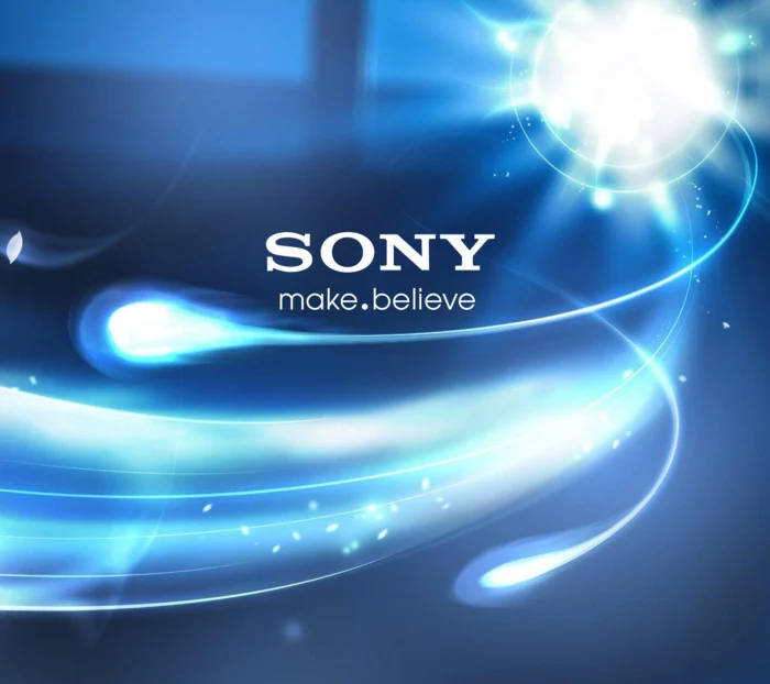 Sony Logo, blue, light trails, SD Desktop Wallpaper