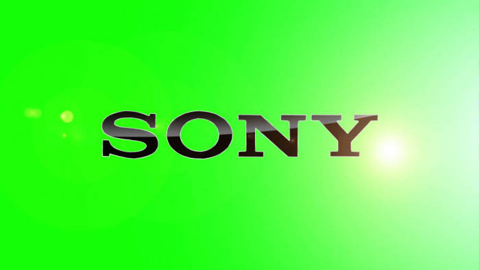 Sony Logo, neon green, metallic sheen, SD Desktop Wallpaper