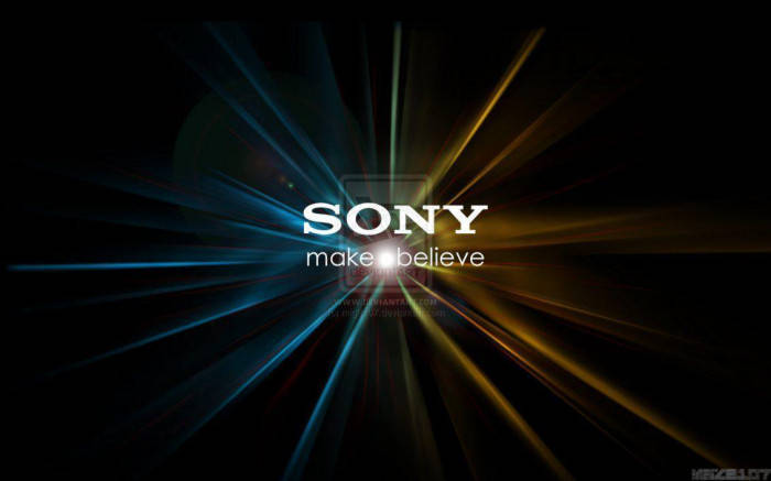 Sony Logo, blue, yellow, SD Desktop Wallpaper