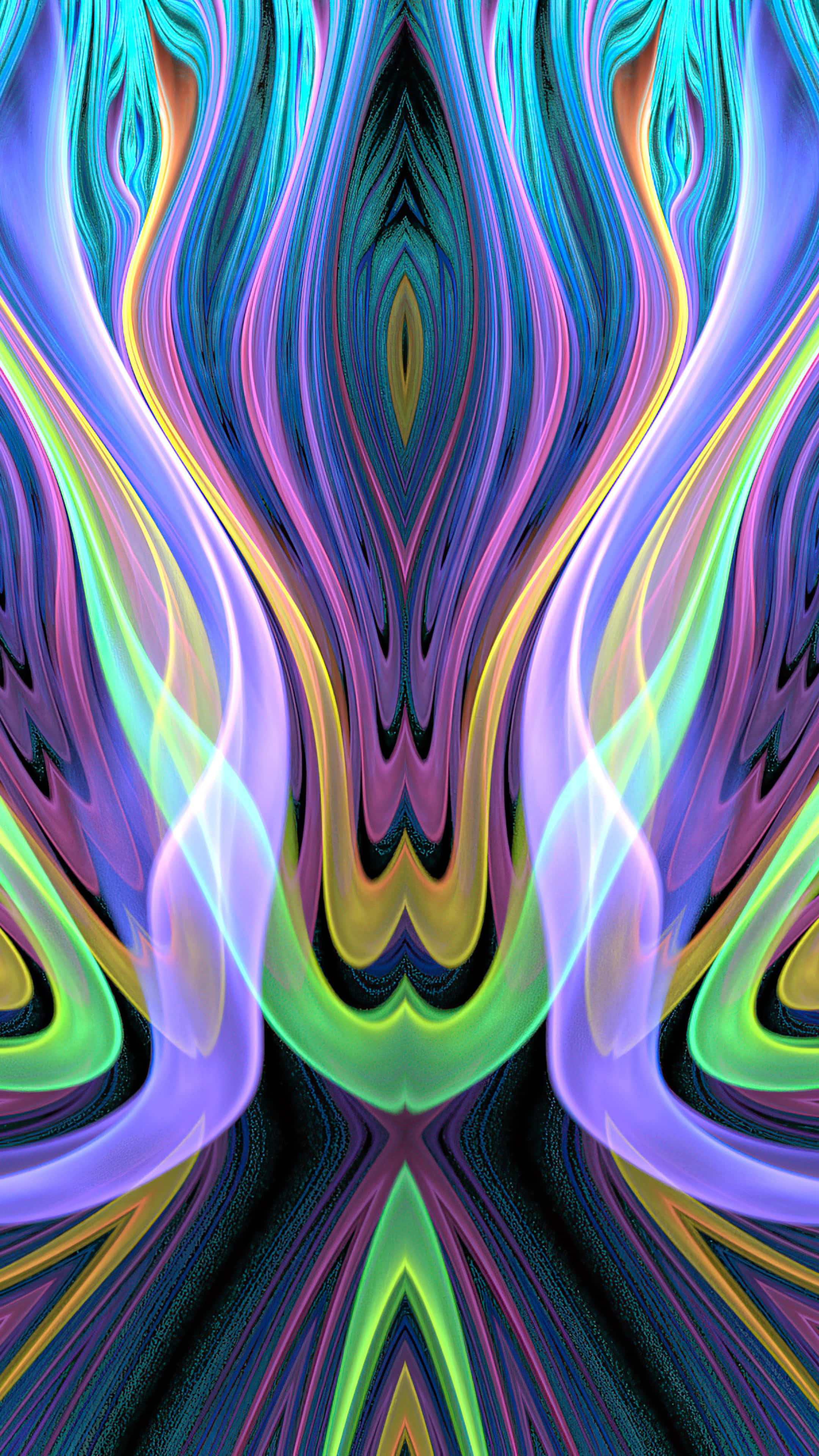 Sony Xperia 4K, neon colors, symmetrical fractal pattern, 4K Phone Wallpaper