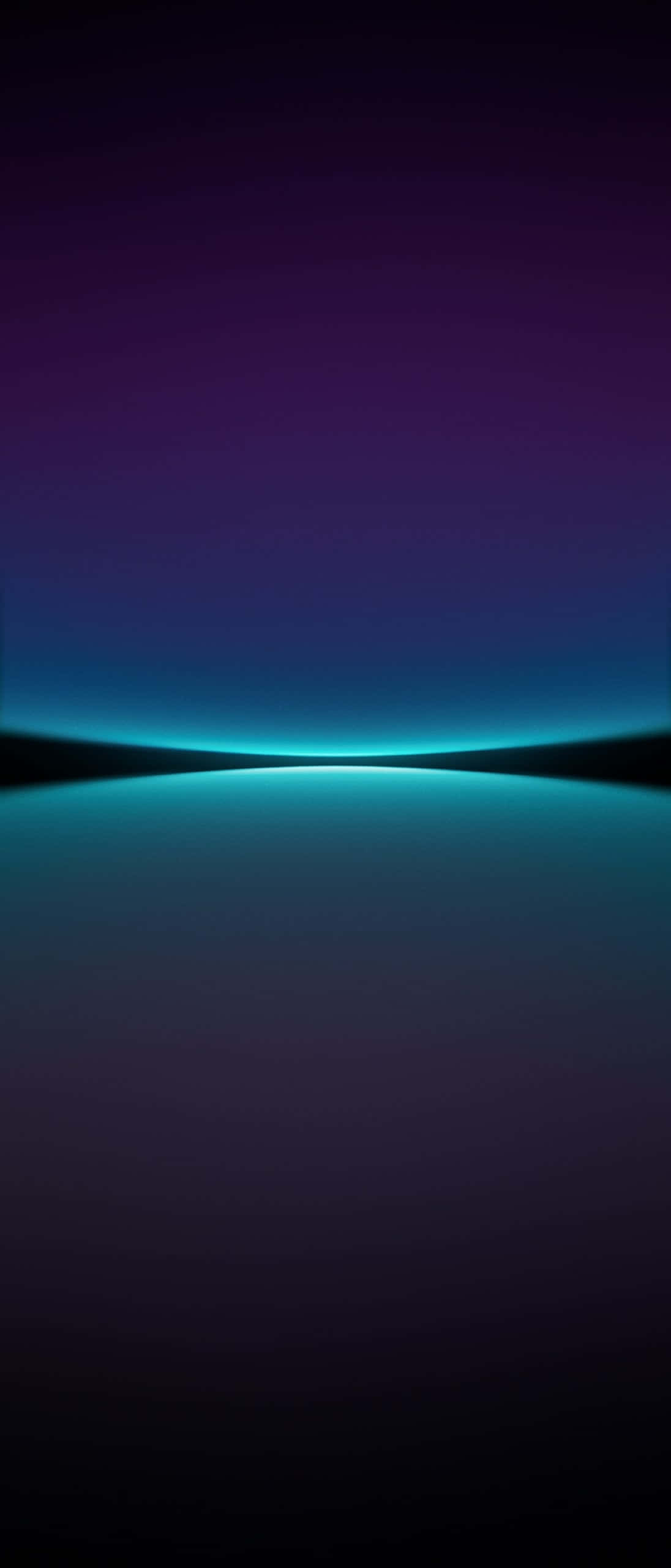 Sony Xperia 4K, deep purple sky, glowing teal planet surface, 2K Phone Wallpaper