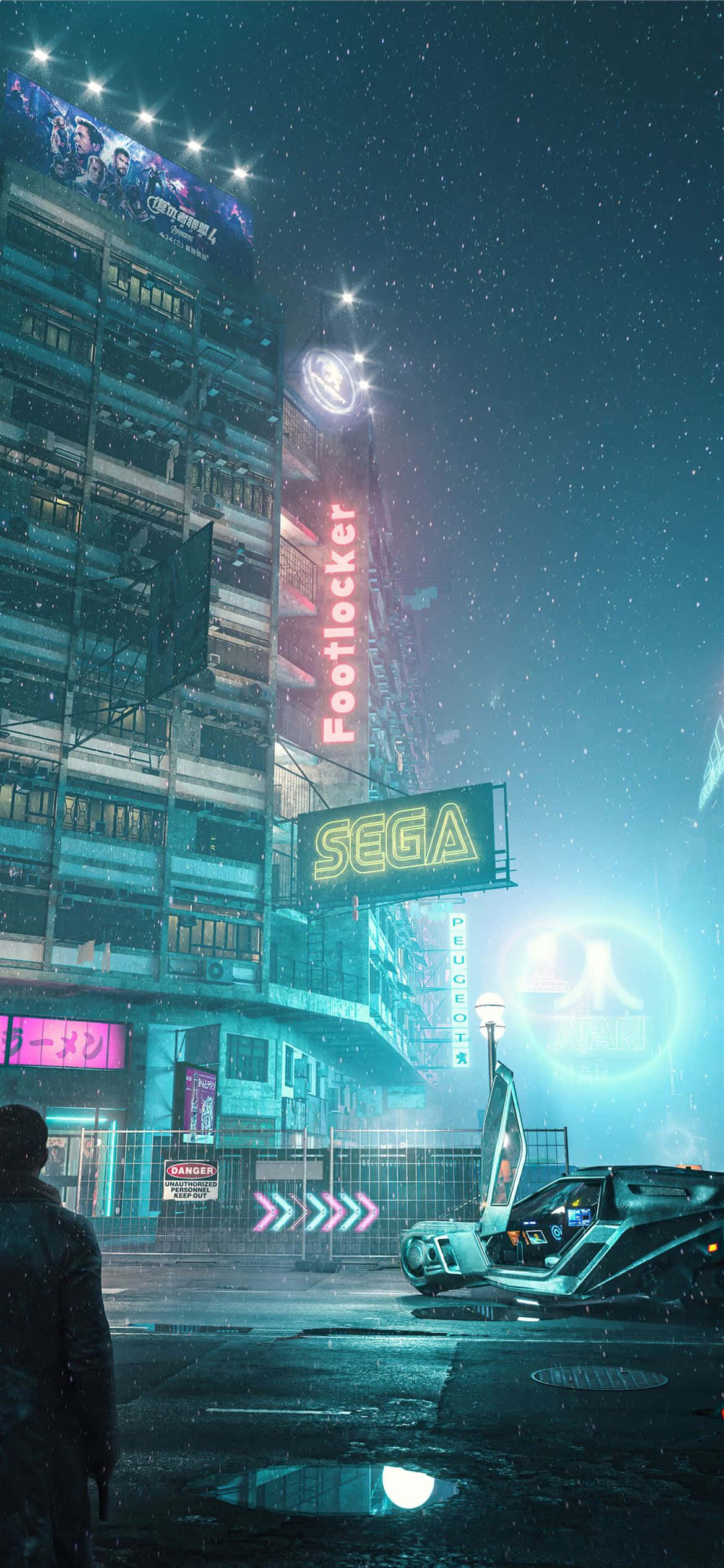 Sony Xperia 4K, cyberpunk city, neon-drenched, Full HD Phone Wallpaper