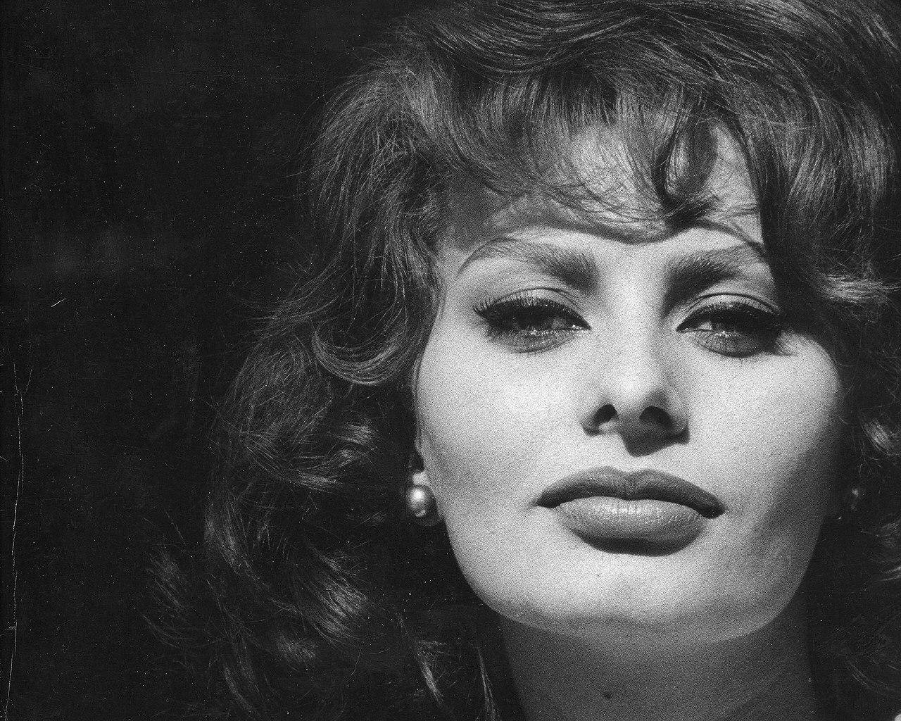 Sophia Loren, black and white, close-up portrait, HD Desktop Wallpaper