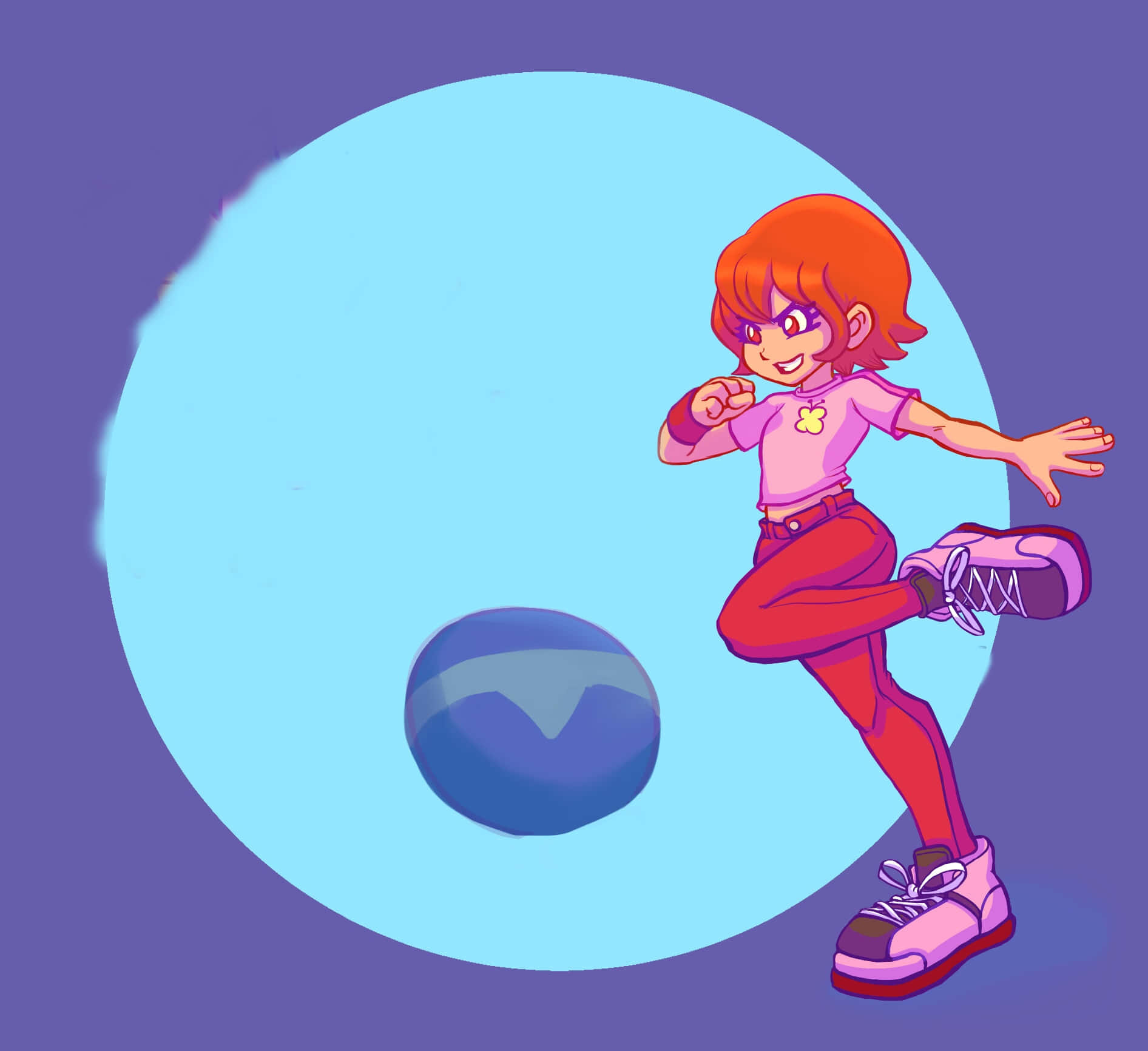 Sora Takenouchi, orange hair, blue ball, HD Desktop Wallpaper