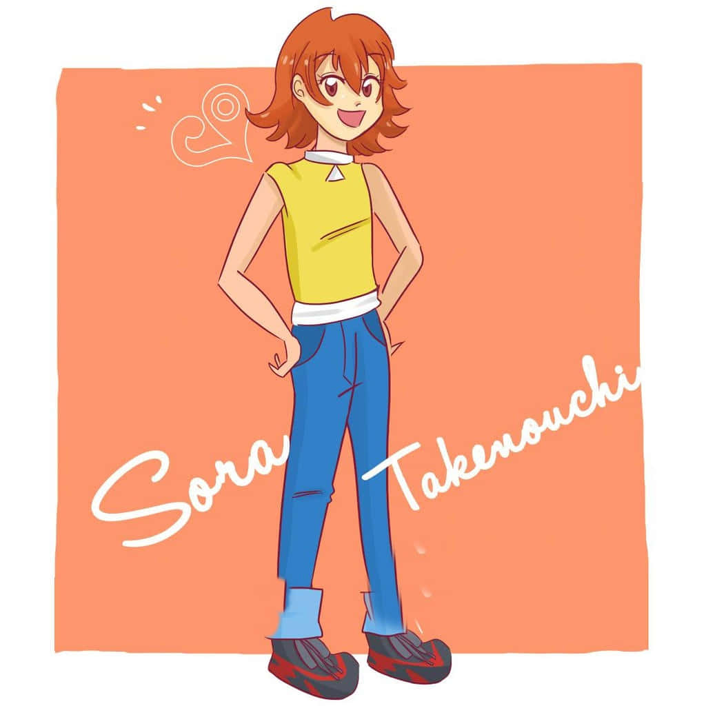 Sora Takenouchi, orange hair, yellow top, SD Desktop Wallpaper