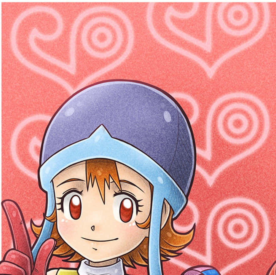 Sora Takenouchi, blue helmet, pink background, SD Desktop Wallpaper