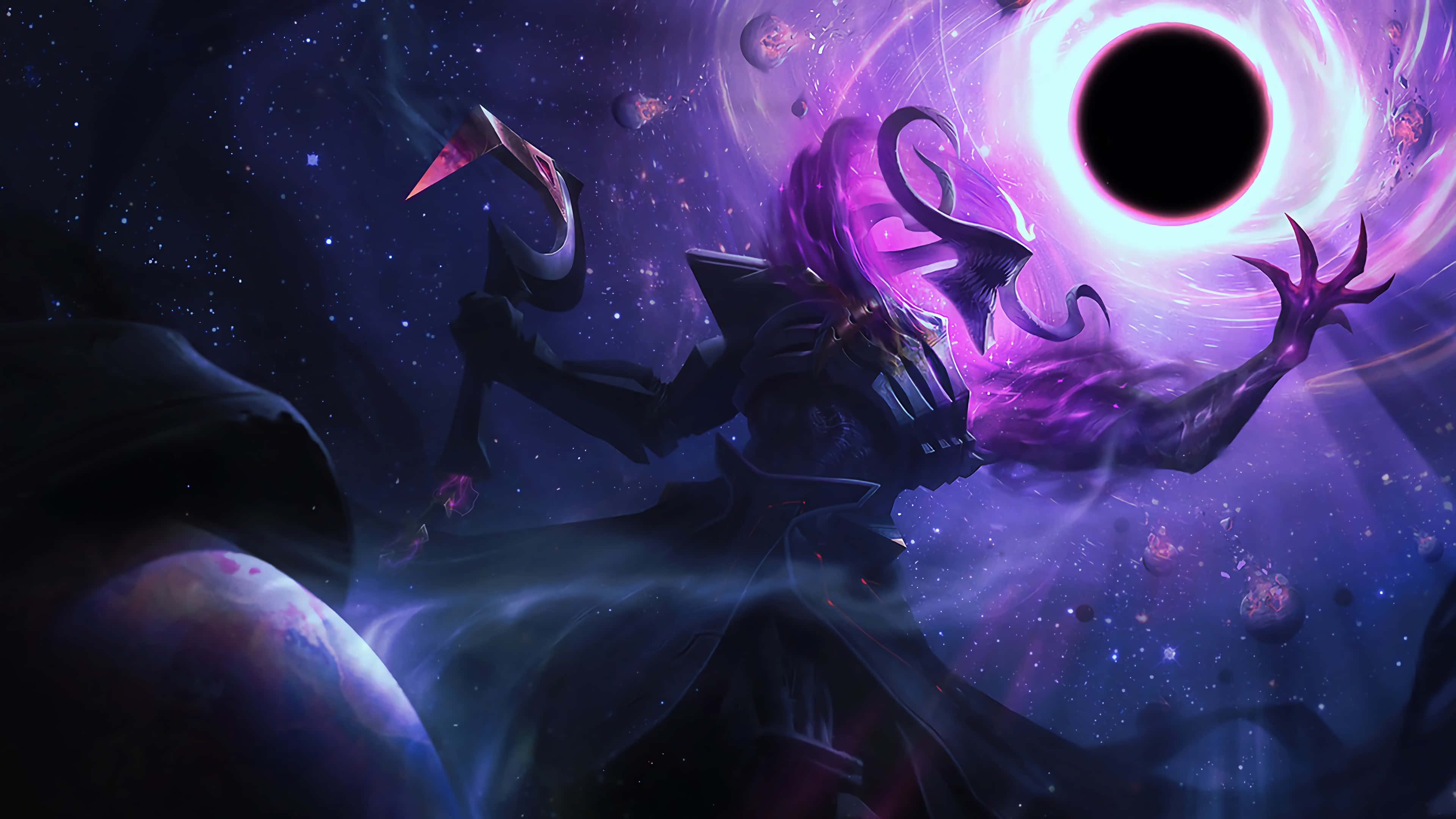 Sorcerer, purple hair, horns, 4K Desktop Wallpaper