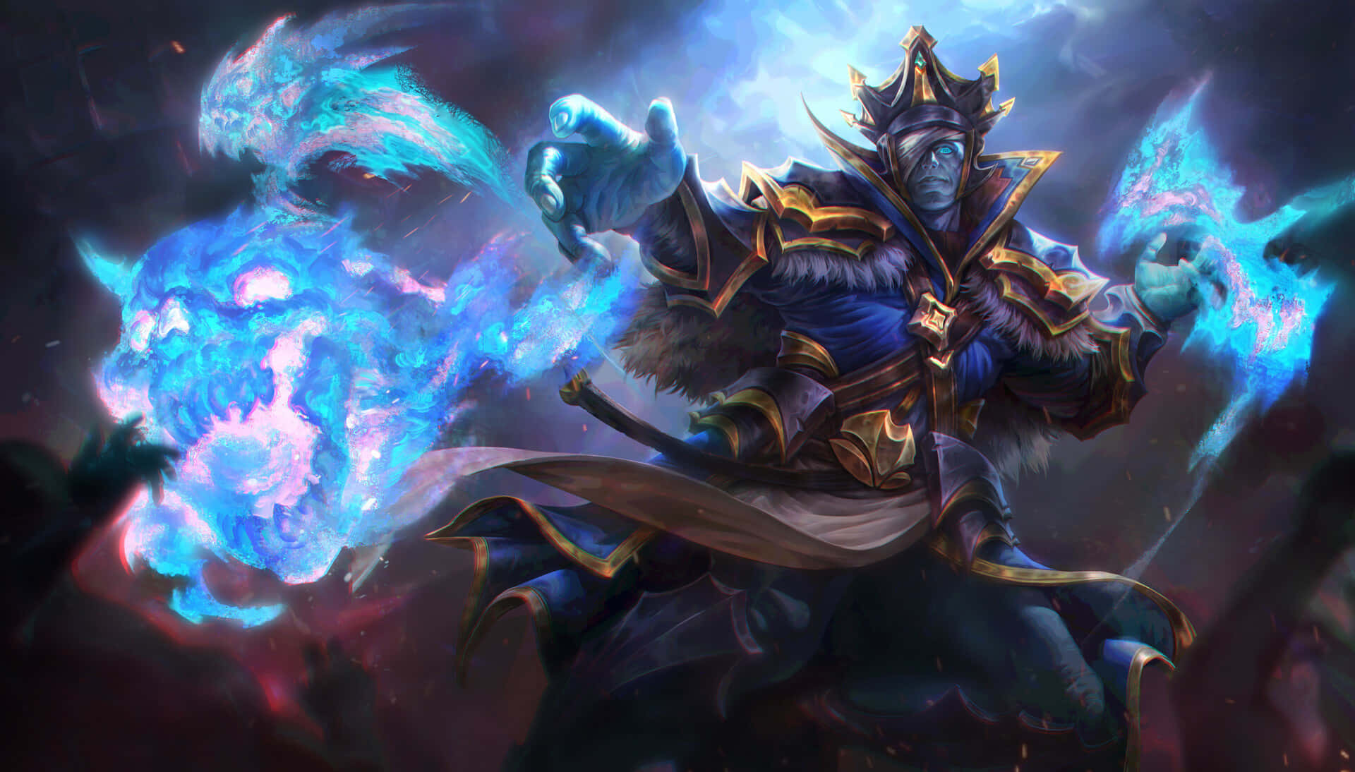 Sorcerer, dark crowned mage, ornate armor, Full HD Desktop Wallpaper