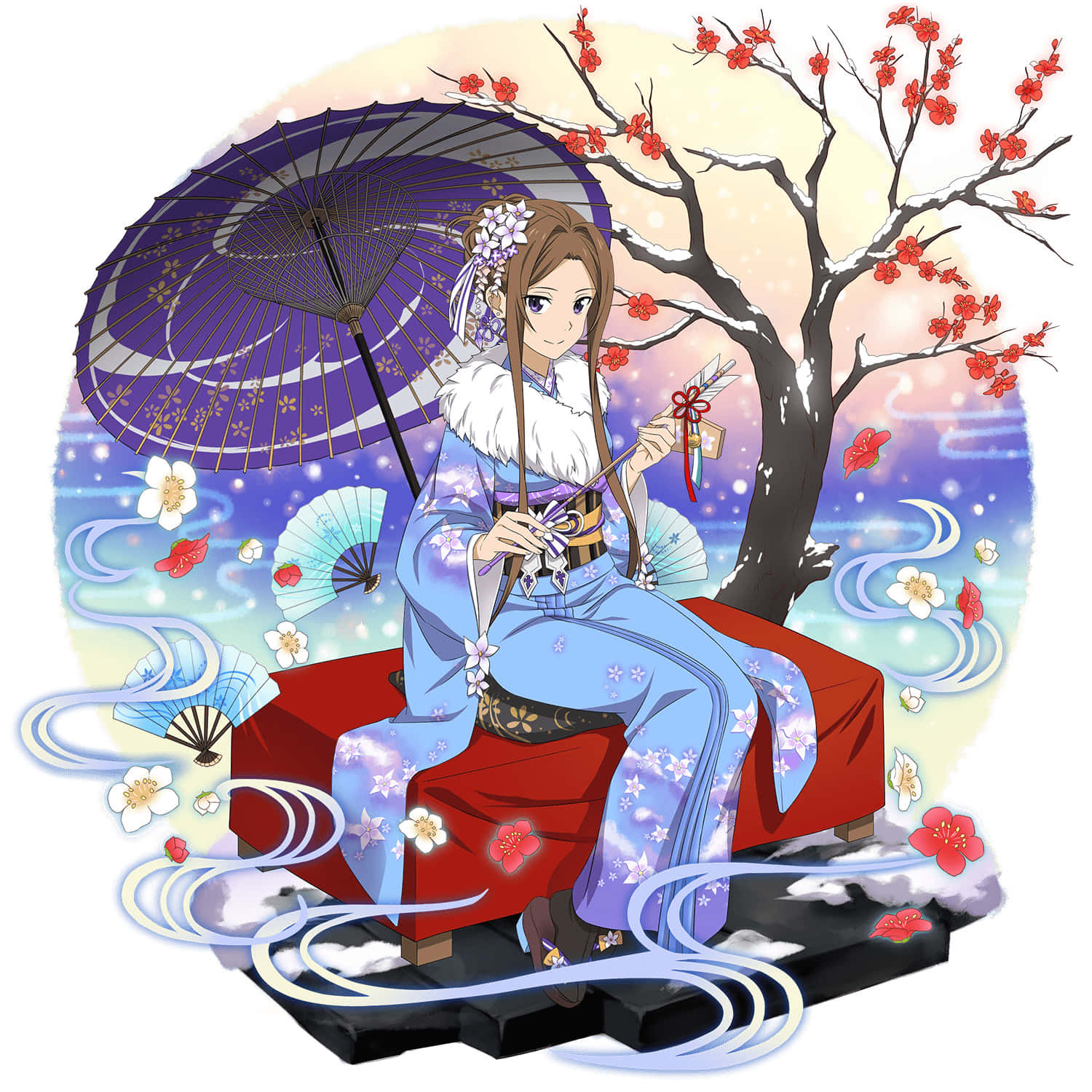 Sortiliena Serlut, blue floral kimono, red cushion, HD Desktop Wallpaper