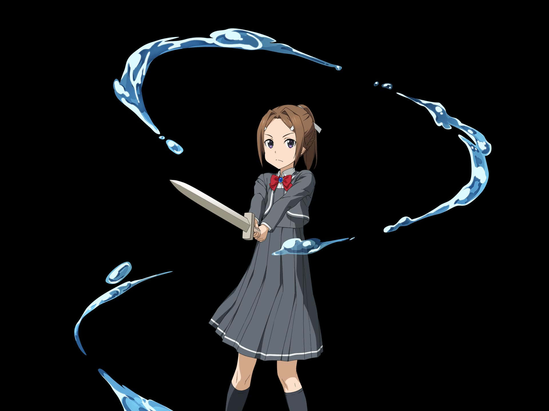 Sortiliena Serlut, silver-haired swordswoman, school uniform, Full HD Desktop Wallpaper
