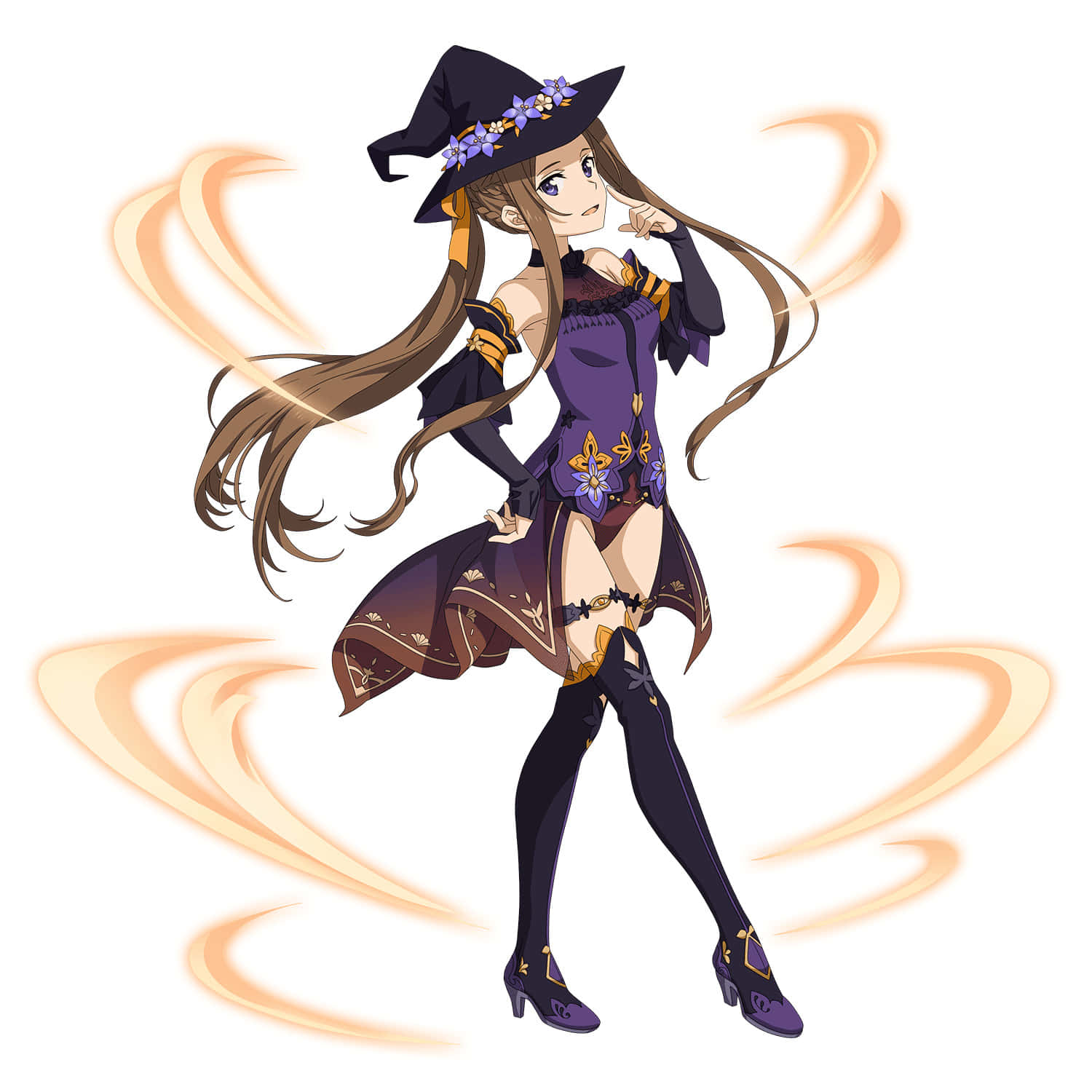 Sortiliena Serlut, anime witch, long brown hair, HD Desktop Wallpaper