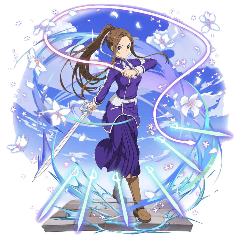 Sortiliena Serlut, purple outfit, glowing sword, SD Desktop Wallpaper