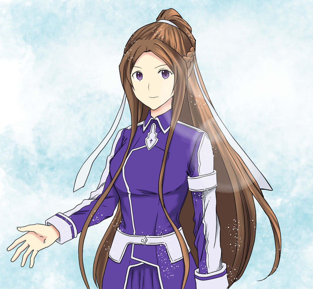 Sortiliena Serlut, long brown hair, purple eyes, HD Desktop Wallpaper