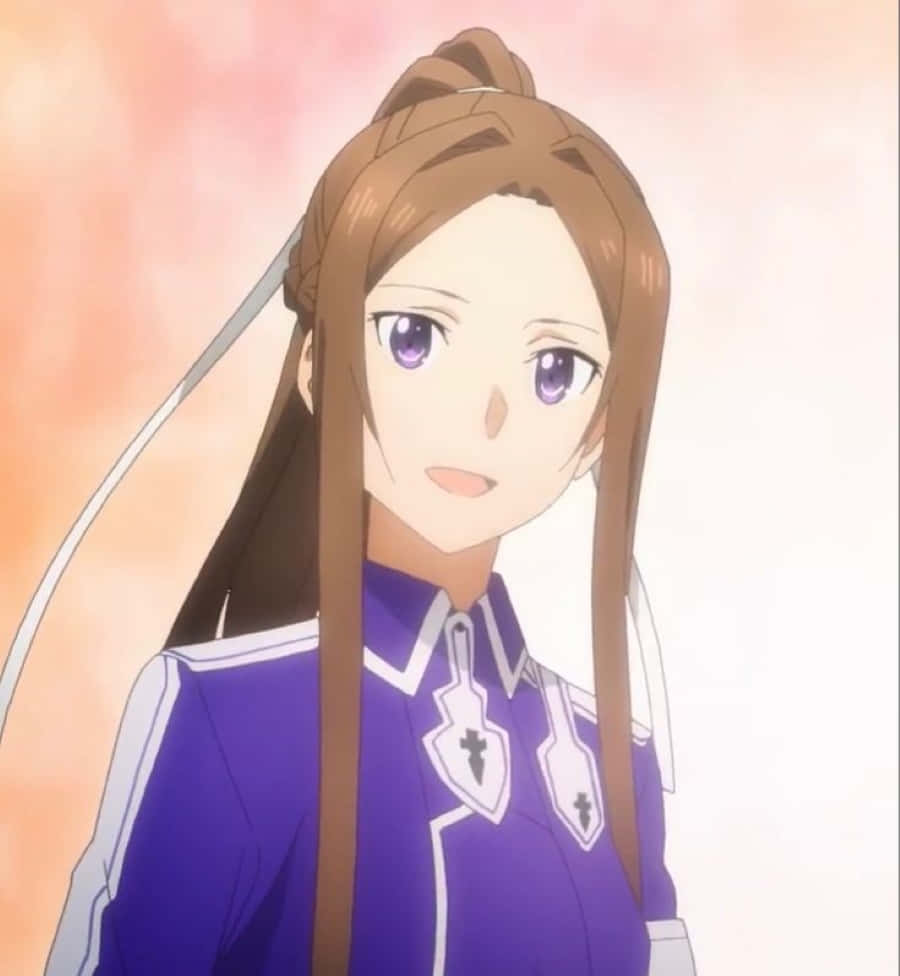 Sortiliena Serlut, purple and white uniform, long brown hair, SD Phone Wallpaper