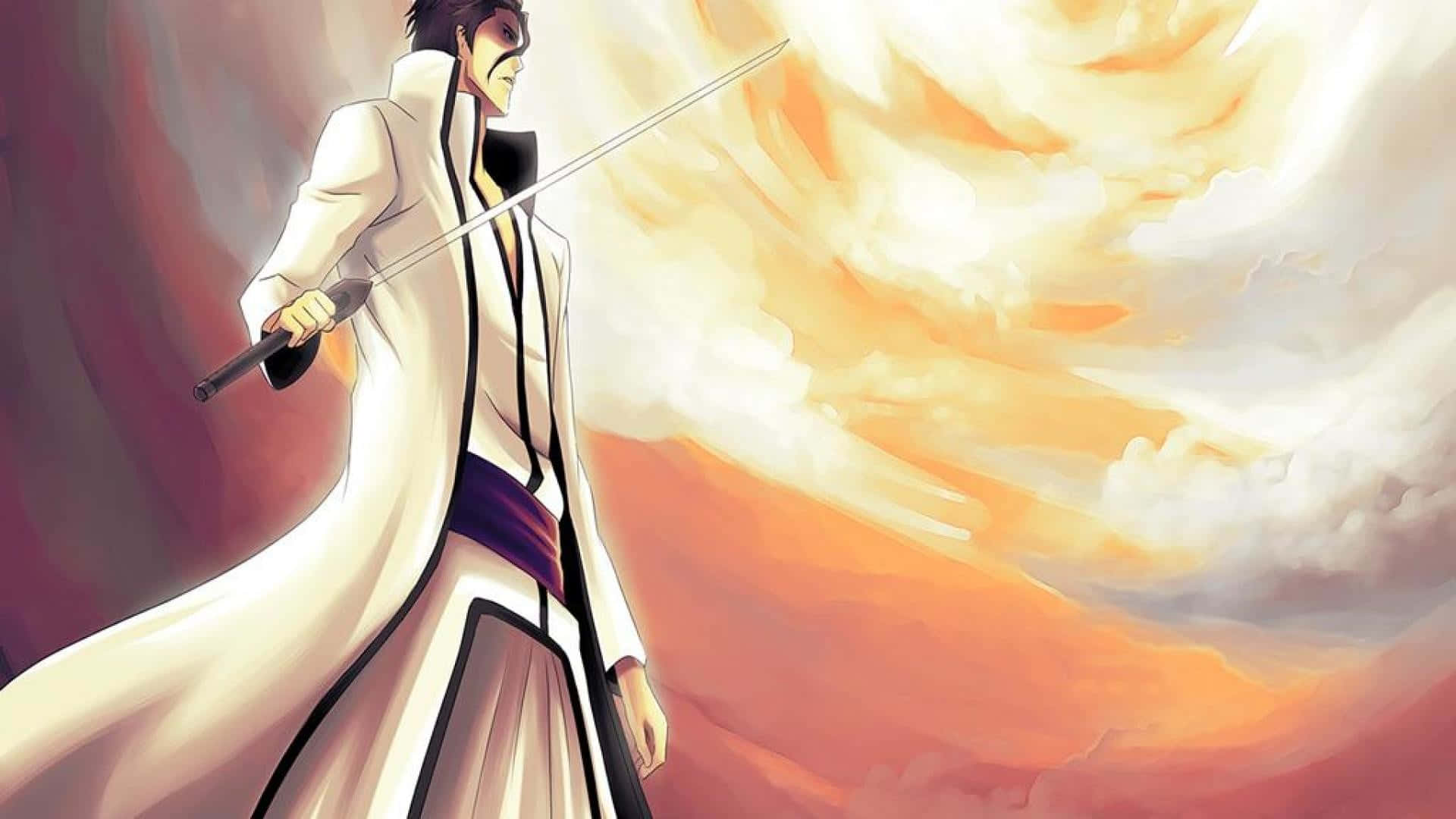 Sosuke Aizen, white robe, sword, Full HD Desktop Wallpaper