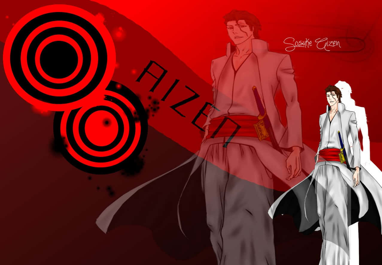 Sosuke Aizen, white robes, red belts, SD Desktop Wallpaper
