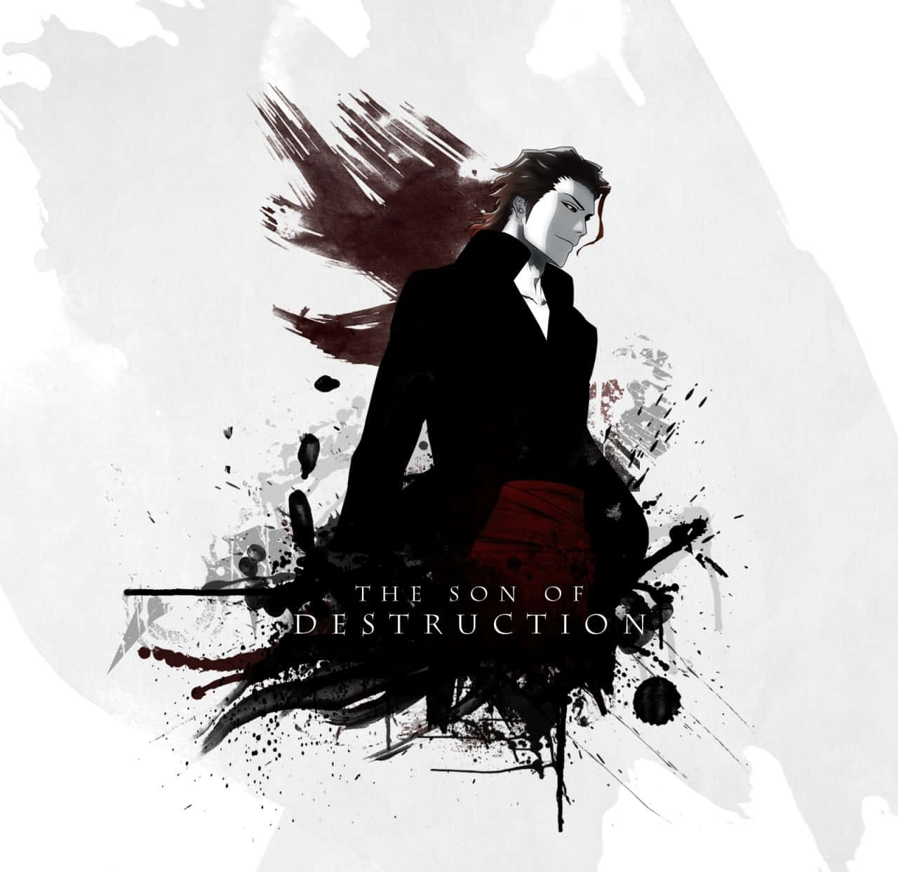 Sosuke Aizen, black coat, ink splatters, HD Desktop Wallpaper