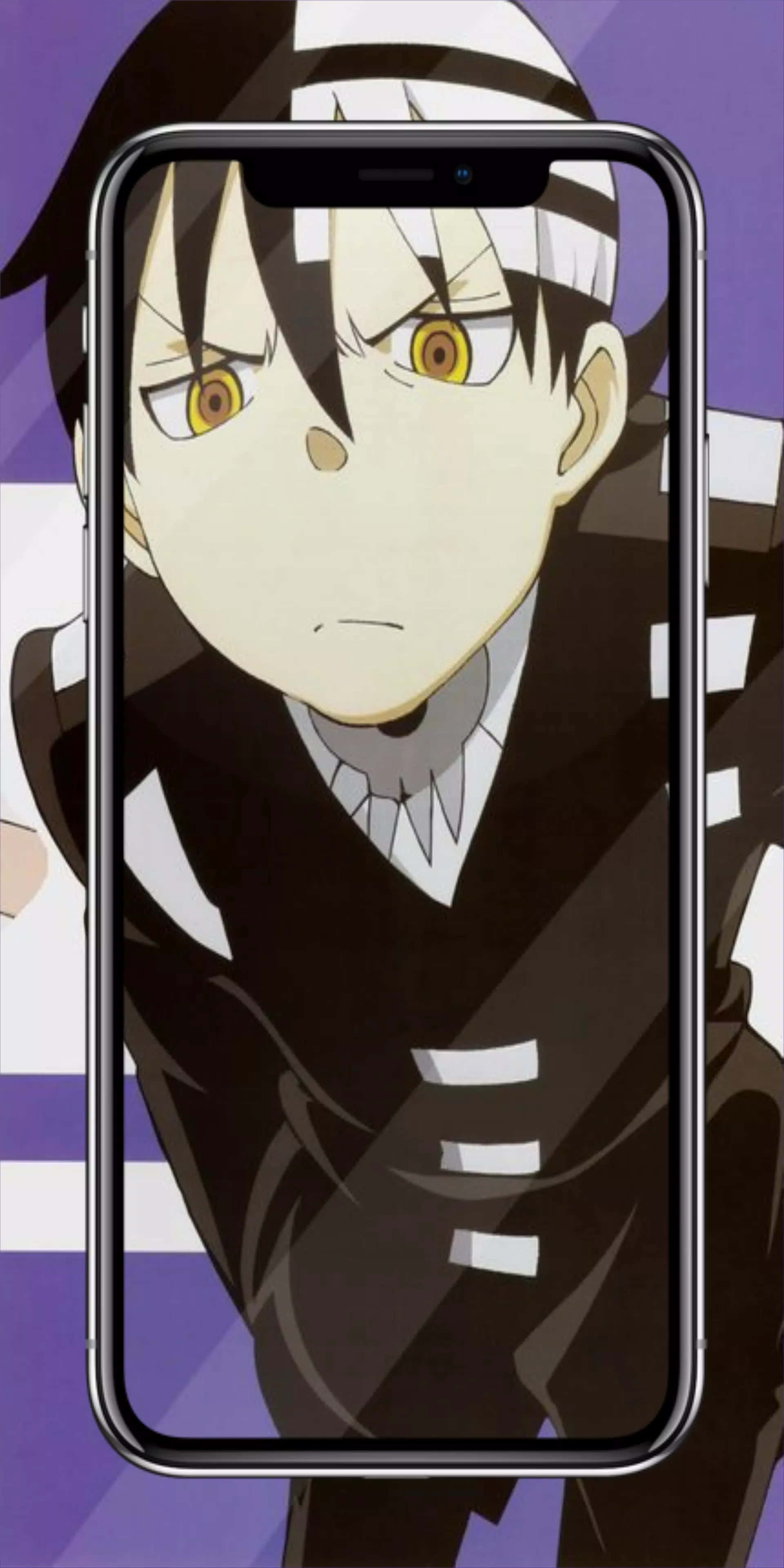 Soul Eater, yellow eyes, black hair, 4K Phone Wallpaper