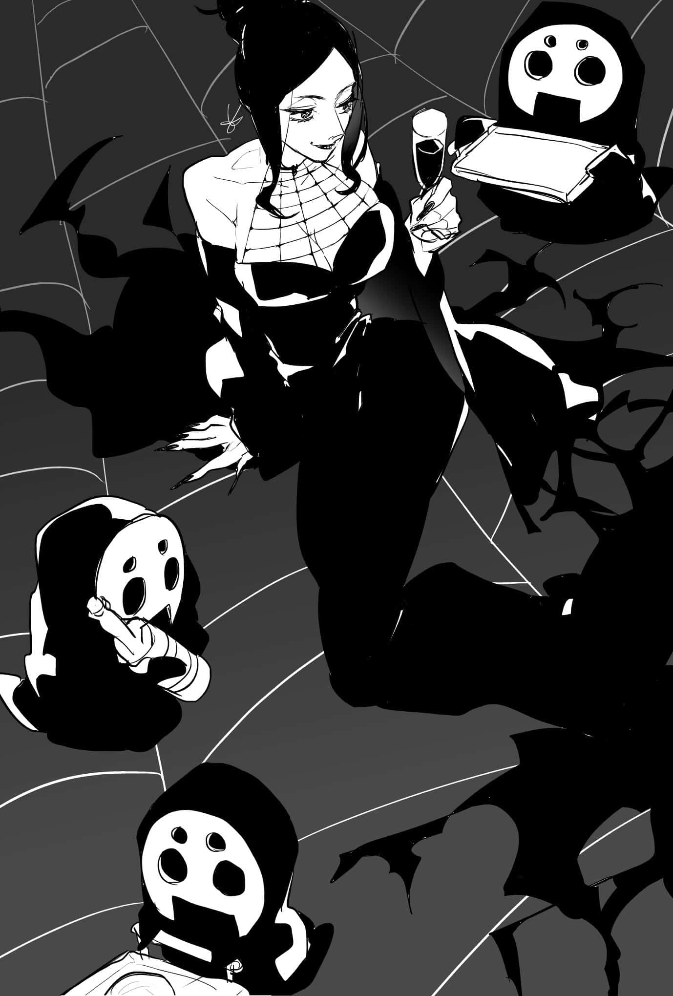 Arachne, spiderweb costume, glass, Full HD Phone Wallpaper