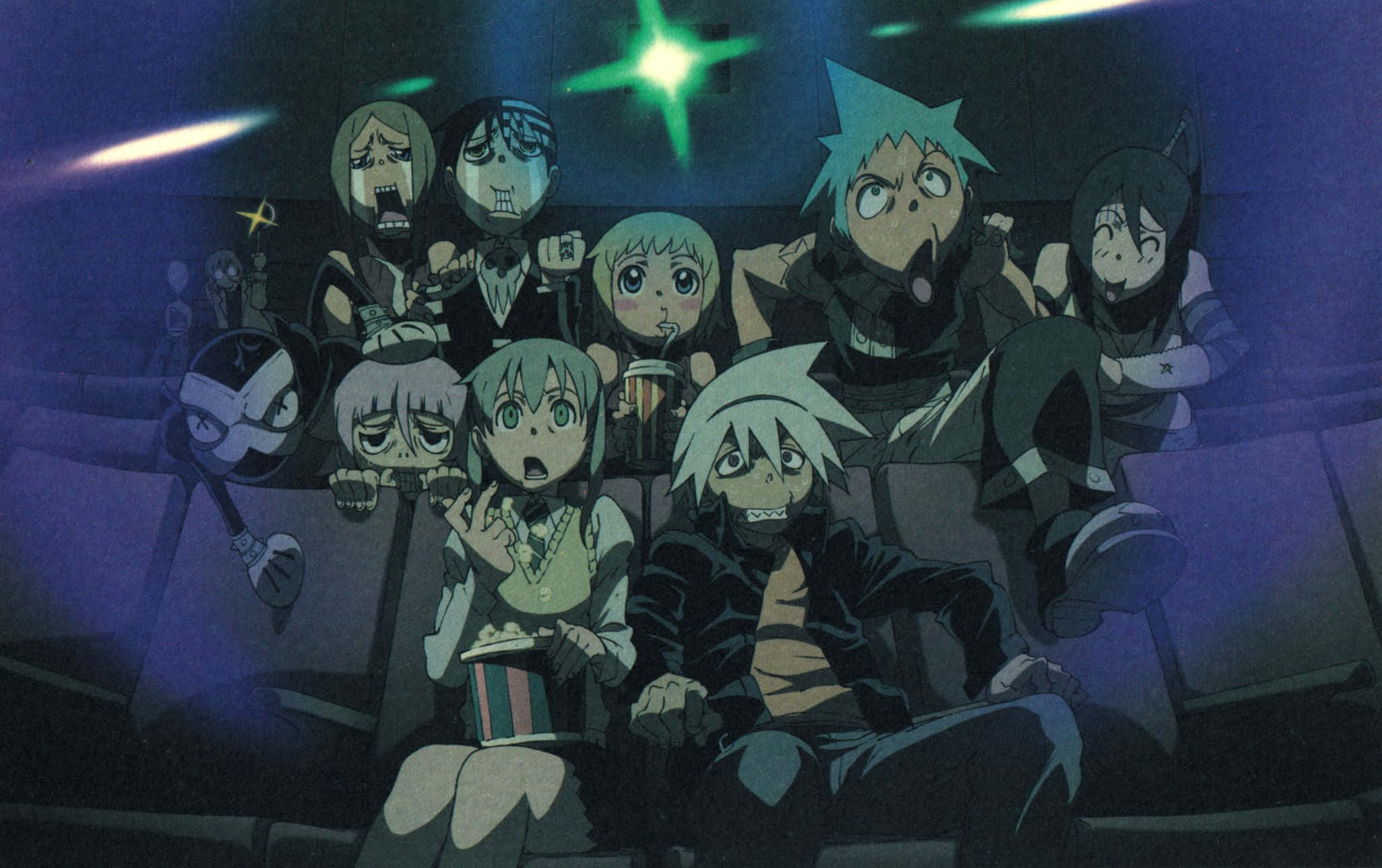 Black Star, Soul Eater, glowing green star, Full HD Desktop Wallpaper