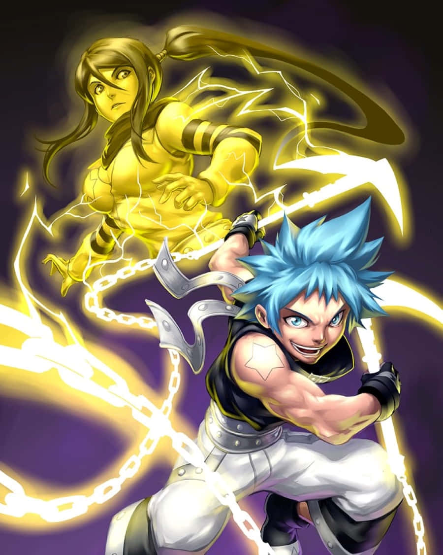Soul Eater, Black Star, blue-haired anime warrior, SD Phone Wallpaper