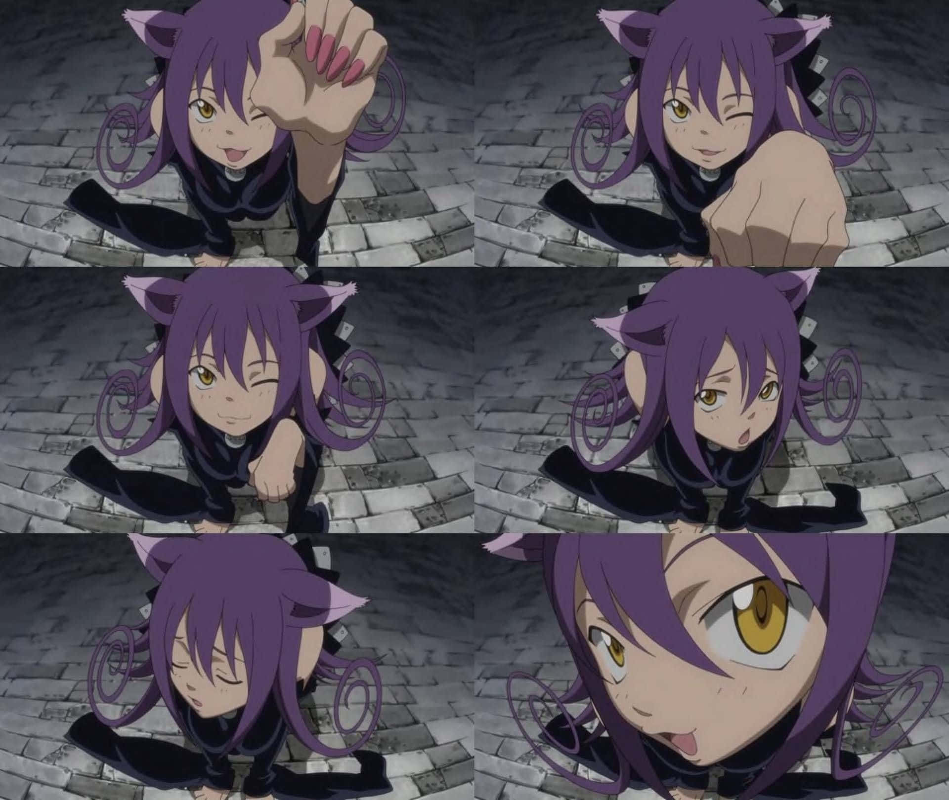Blair, Soul Eater, purple-haired anime girl, Full HD Desktop Wallpaper
