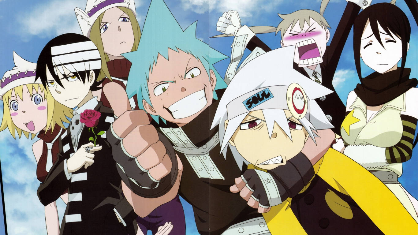 Soul Eater Characters, blue sky, seven characters, HD Desktop Wallpaper