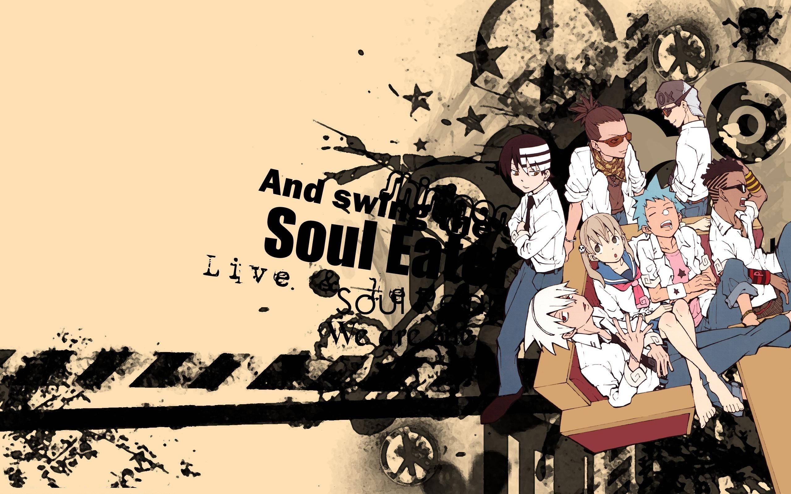 Soul Eater, group aesthetic poster, white lab coats, 2K Desktop Wallpaper