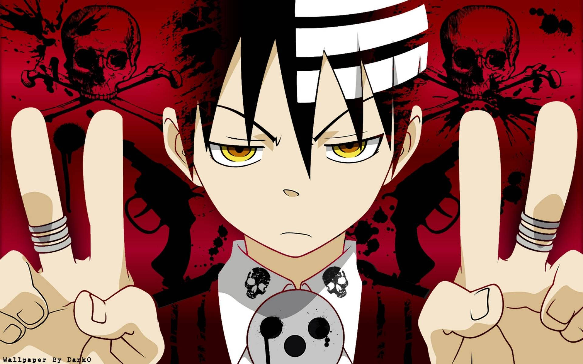 Soul Eater, Death The Kid, spiky black and white hair, Full HD Desktop Wallpaper