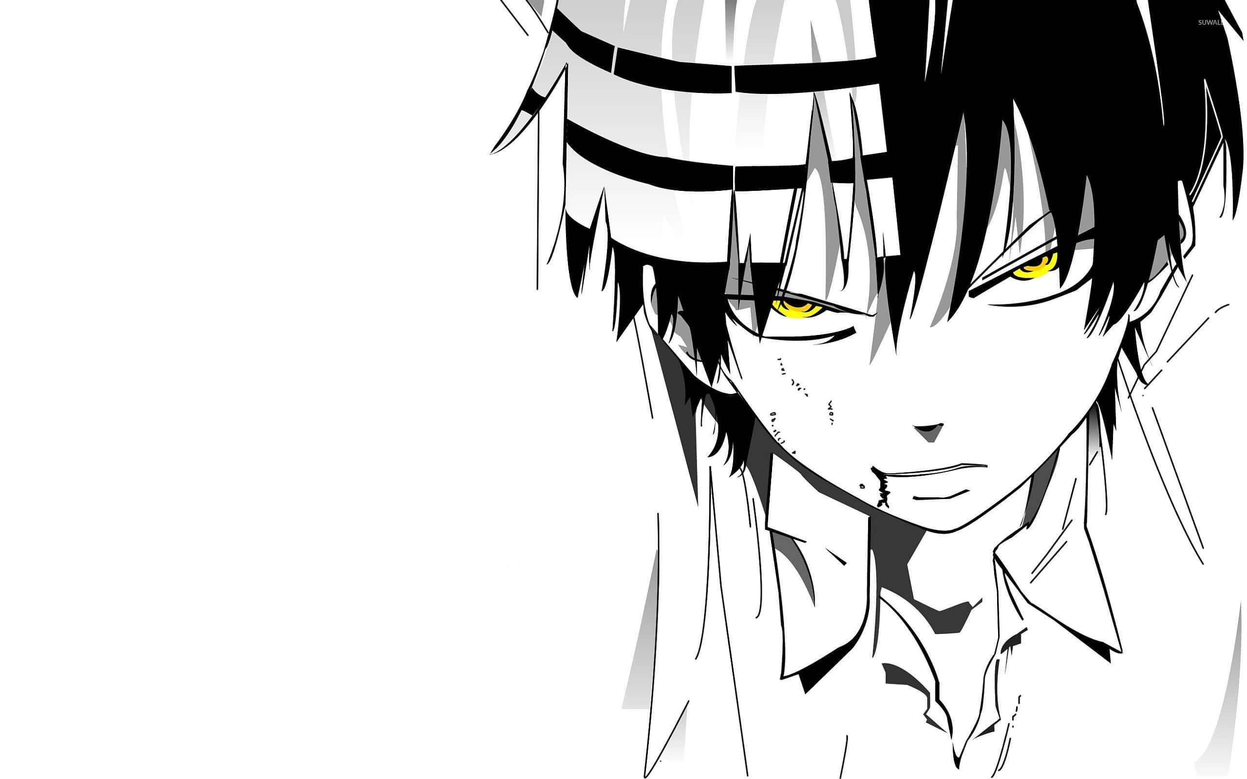 Soul Eater, Death The Kid, black and white anime character, 2K Desktop Wallpaper