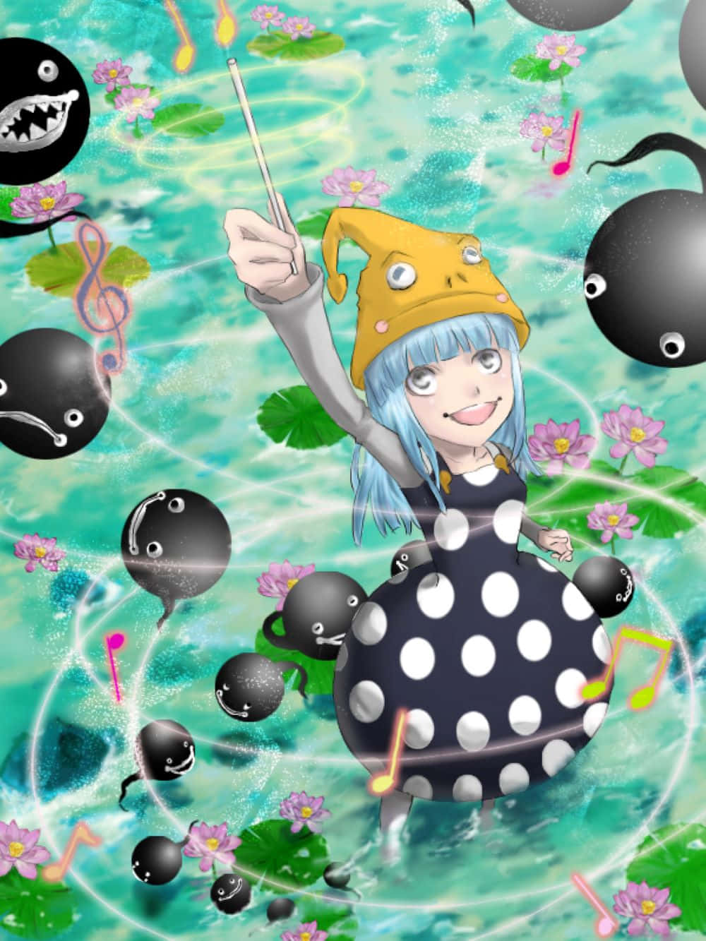 Eruka Frog, polka dot dress, yellow hat, HD Phone Wallpaper