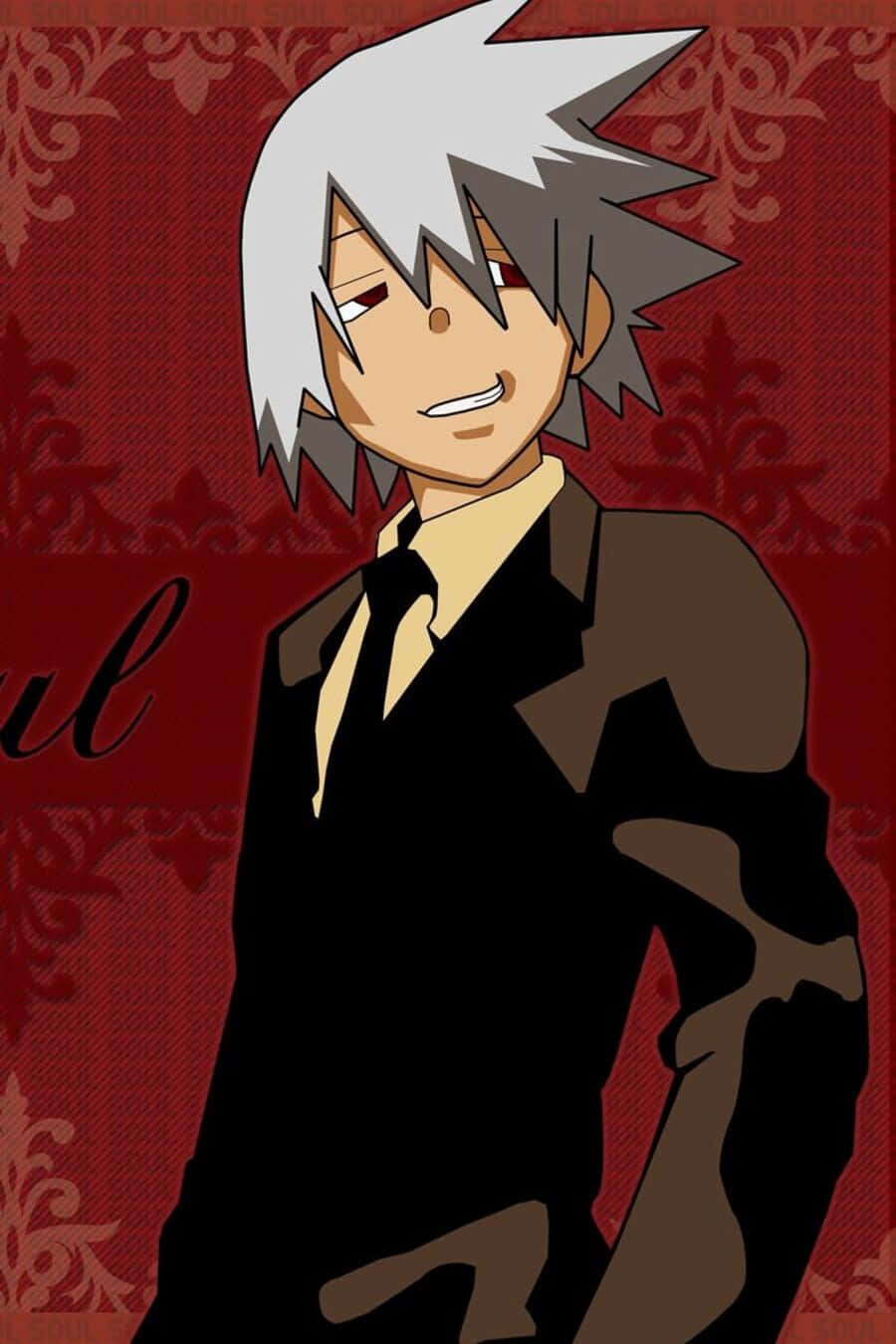 Soul Eater Evans, silver-haired anime character, black suit, HD Phone Wallpaper