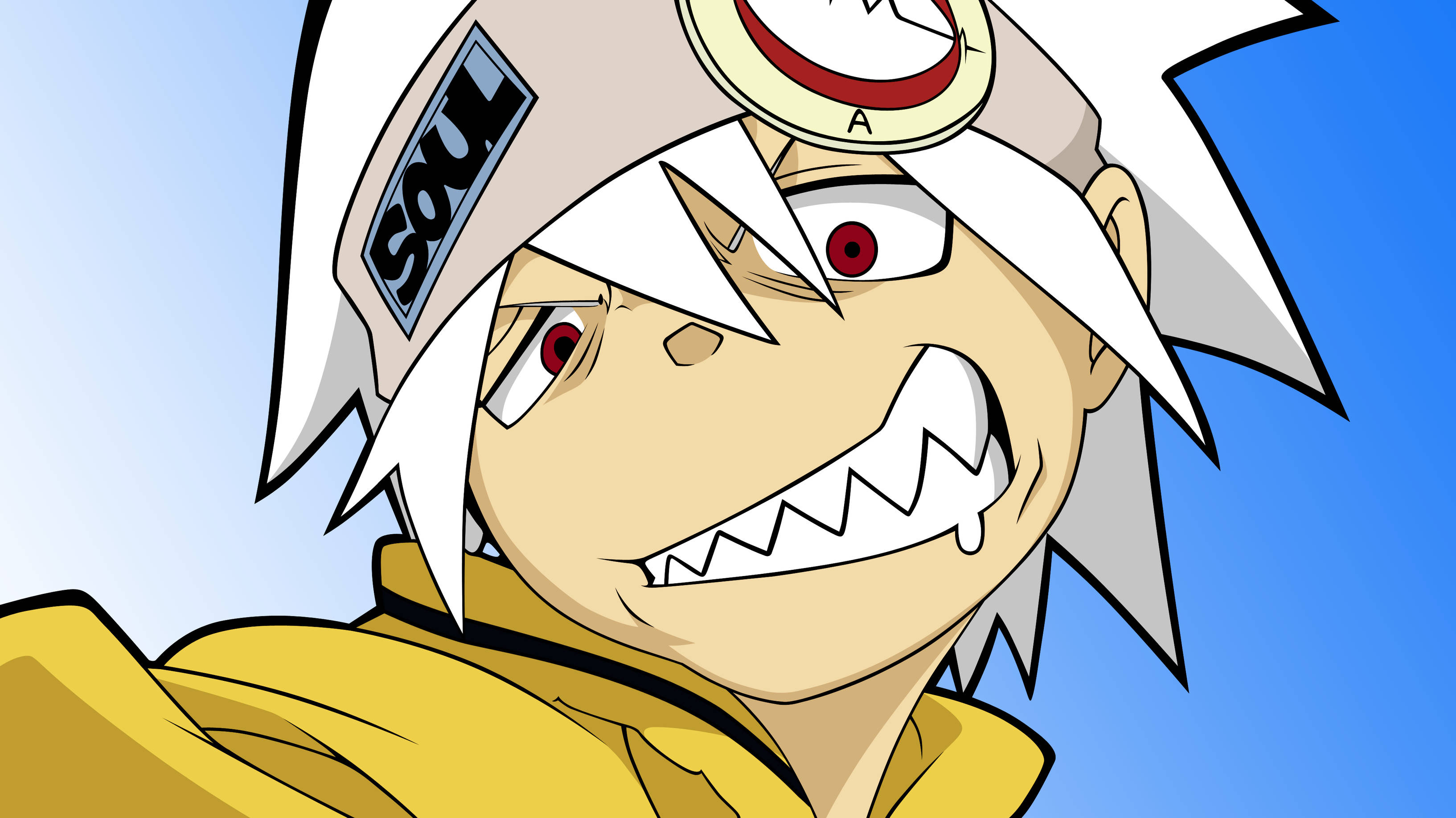 Soul Eater Evans, white spiky hair, red eyes, 2K Desktop Wallpaper