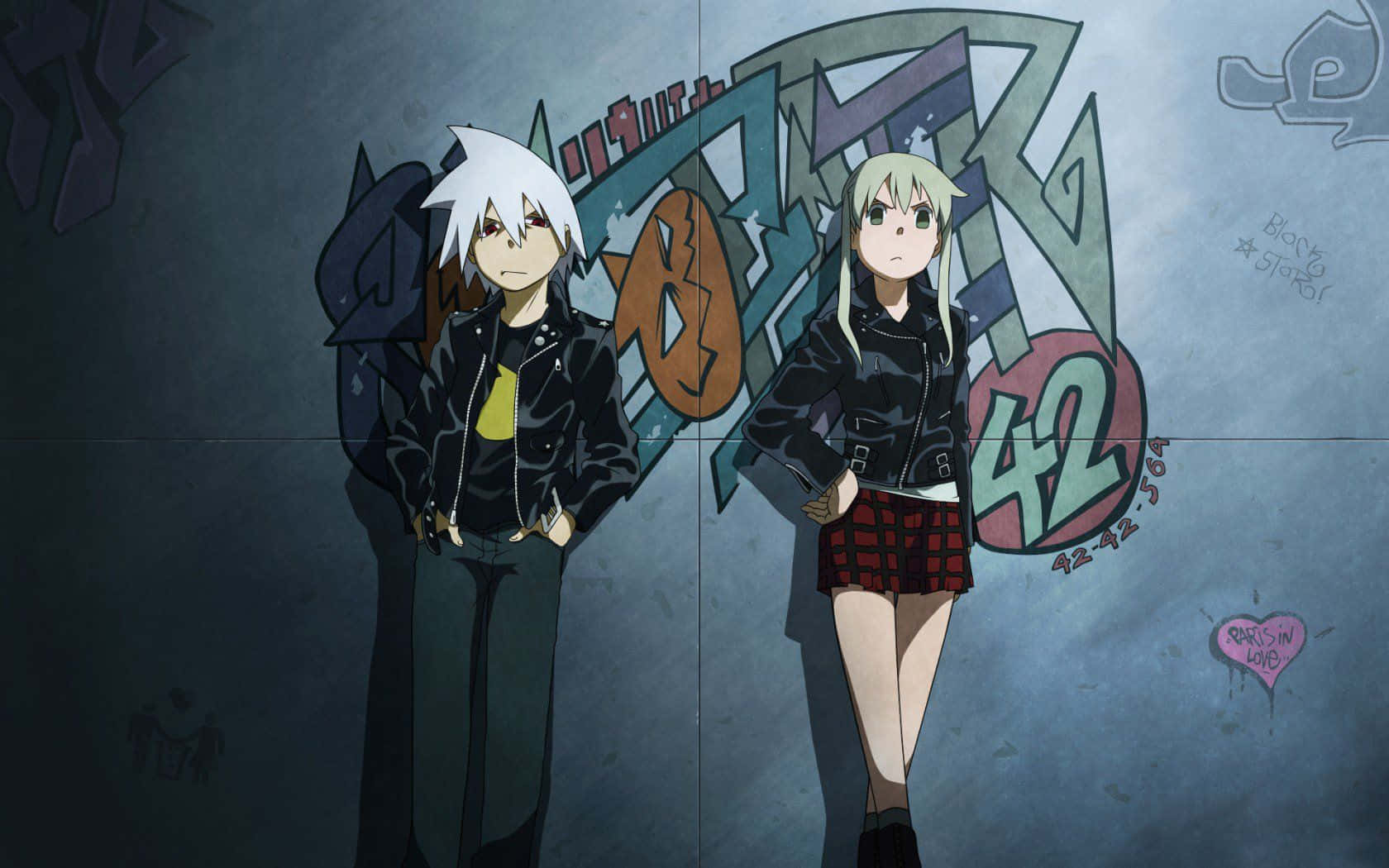 Soul Eater Manga, anime characters, graffiti wall, HD Desktop Wallpaper