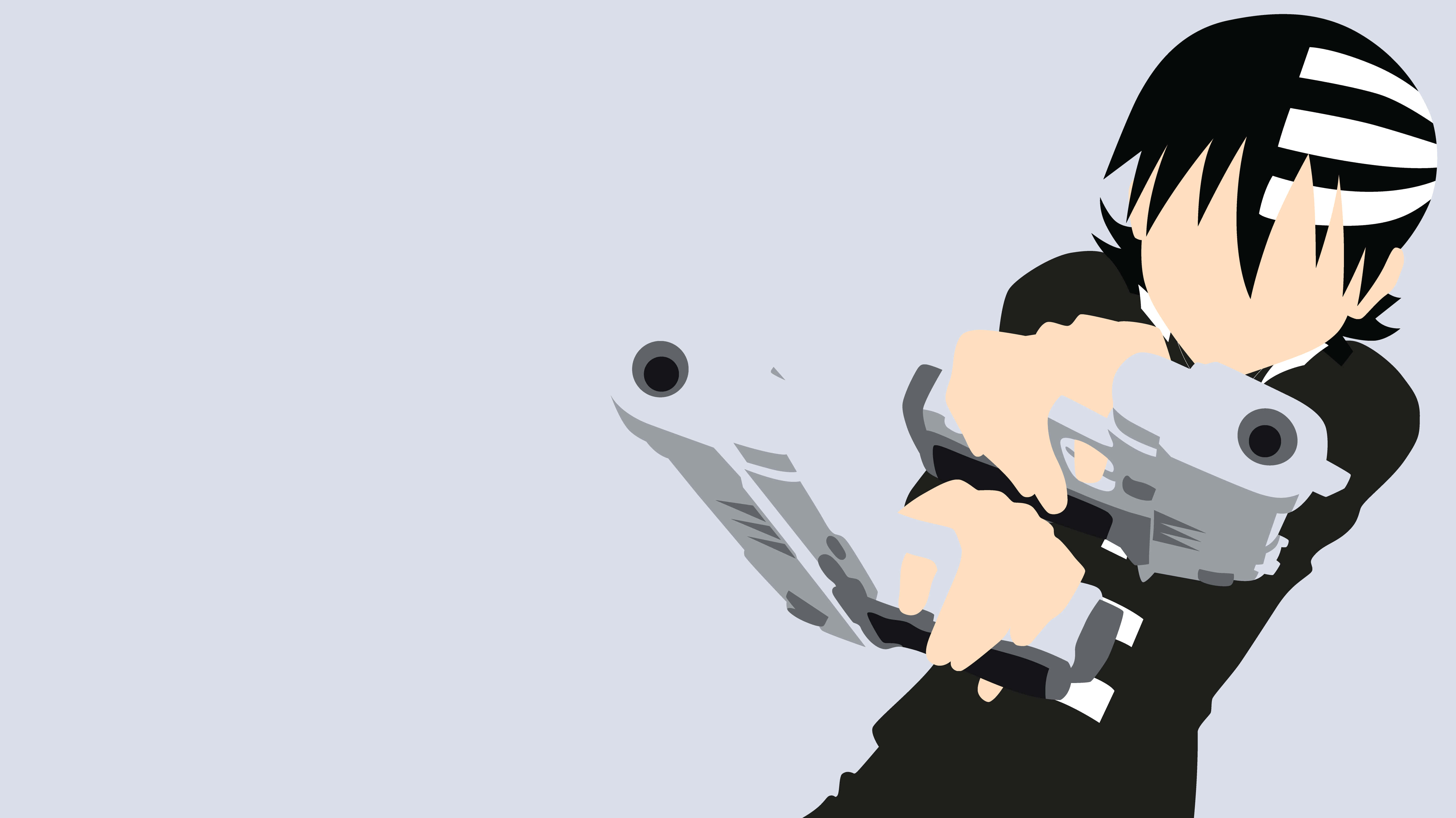 Soul Eater Manga, black and white hair, silver pistol, 5K Desktop Wallpaper