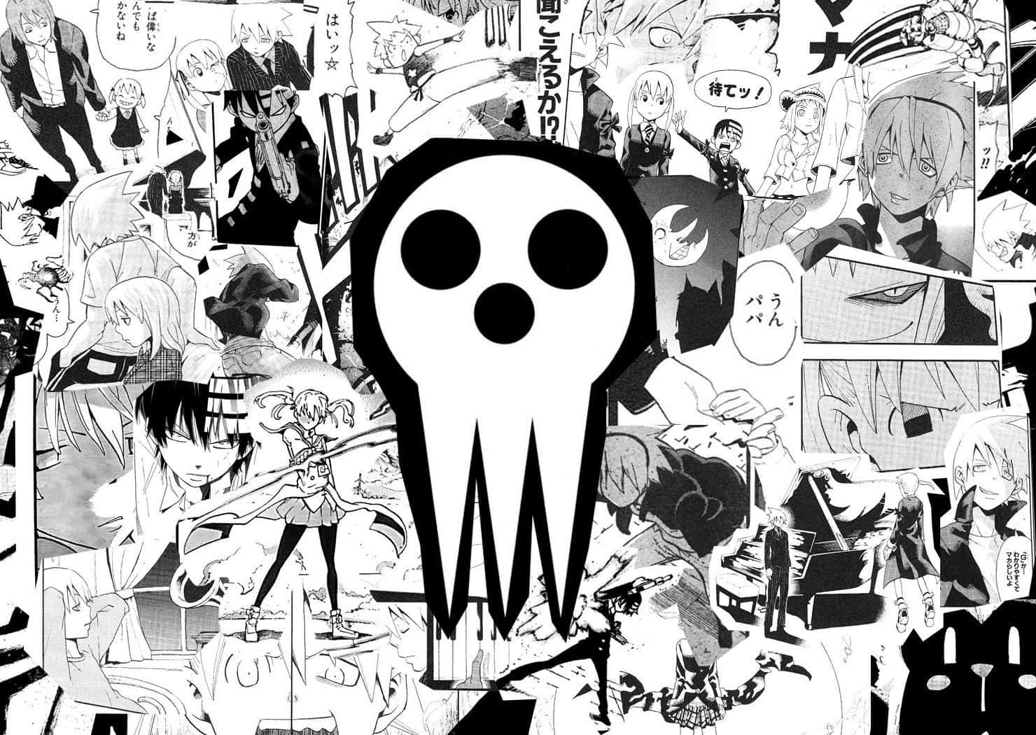 Soul Eater Manga, black and white manga collage, anime characters, HD Desktop Wallpaper