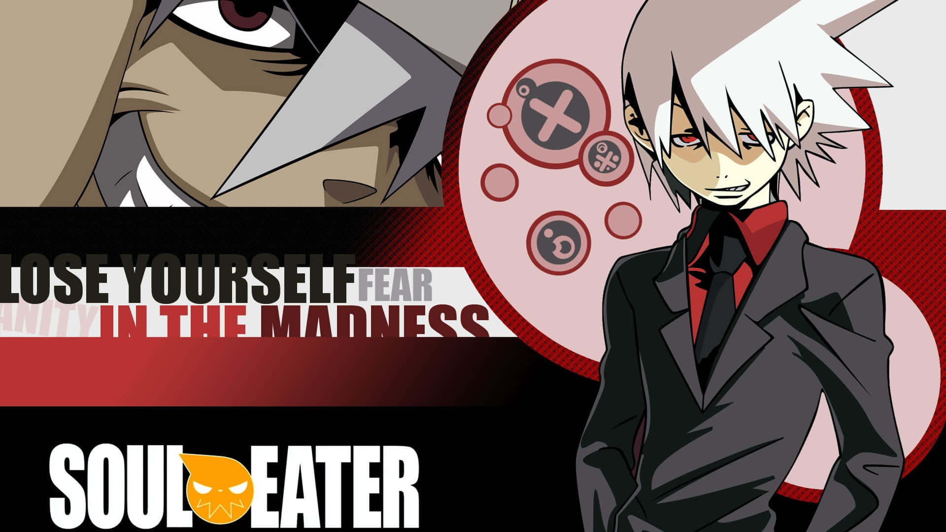 Soul Eater Manga, red and black background, game controller motifs, Full HD Desktop Wallpaper
