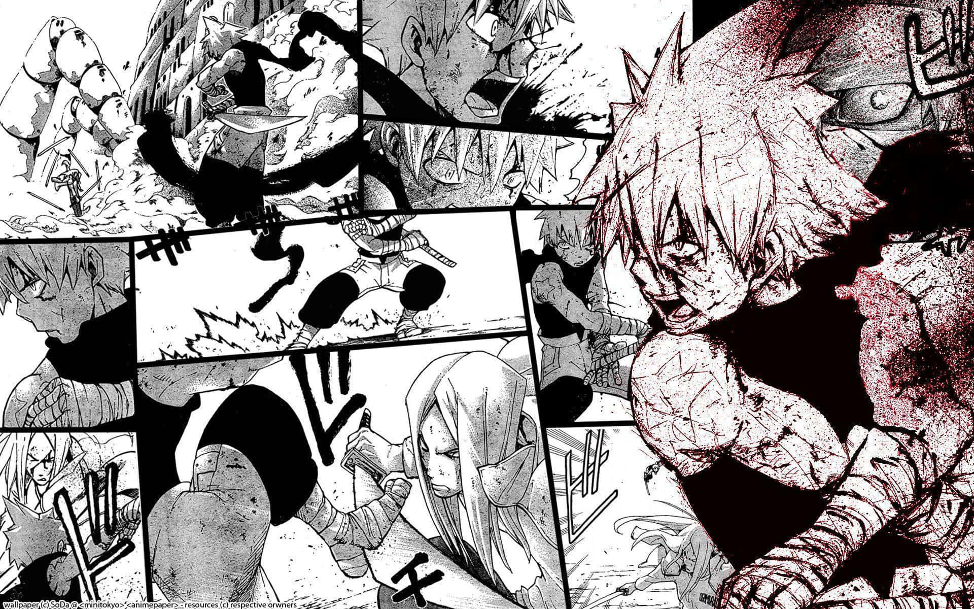 Soul Eater Manga, spiky-haired warriors, gritty black and white, Full HD Desktop Wallpaper