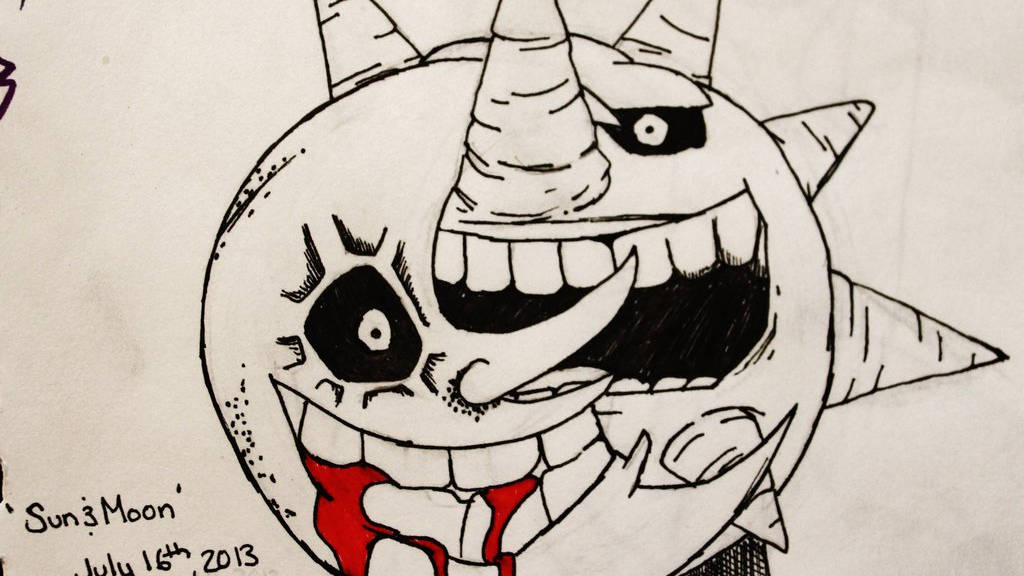 Soul Eater Moon, red liquid, sharp teeth, SD Desktop Wallpaper